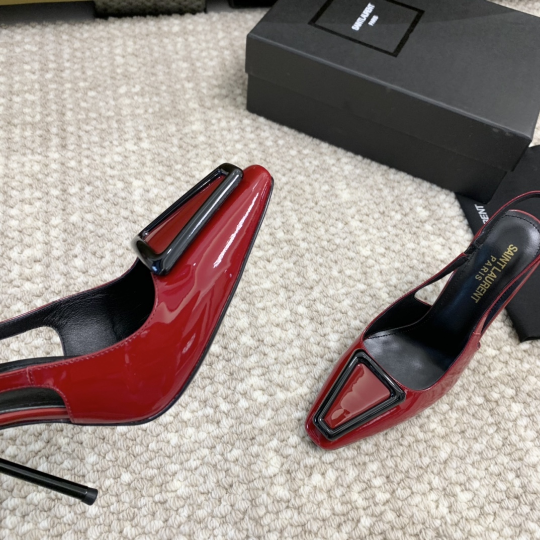 SaintLaurenysl23年新款小方头高跟鞋后空高跟凉鞋跟高:11cm9cm5cm正码:35-39