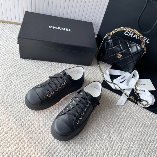 Chanel SS25 Black Lambskin Logo Detail Thick Sole Casual Sneakers 1 Chanel SS25 Black Lambskin Logo Detail Thick Sole Casual Sneakers