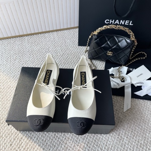 Chanel 25P Ballet Flats - Lambskin Leather, Lace-up Design, Comfortable Fit