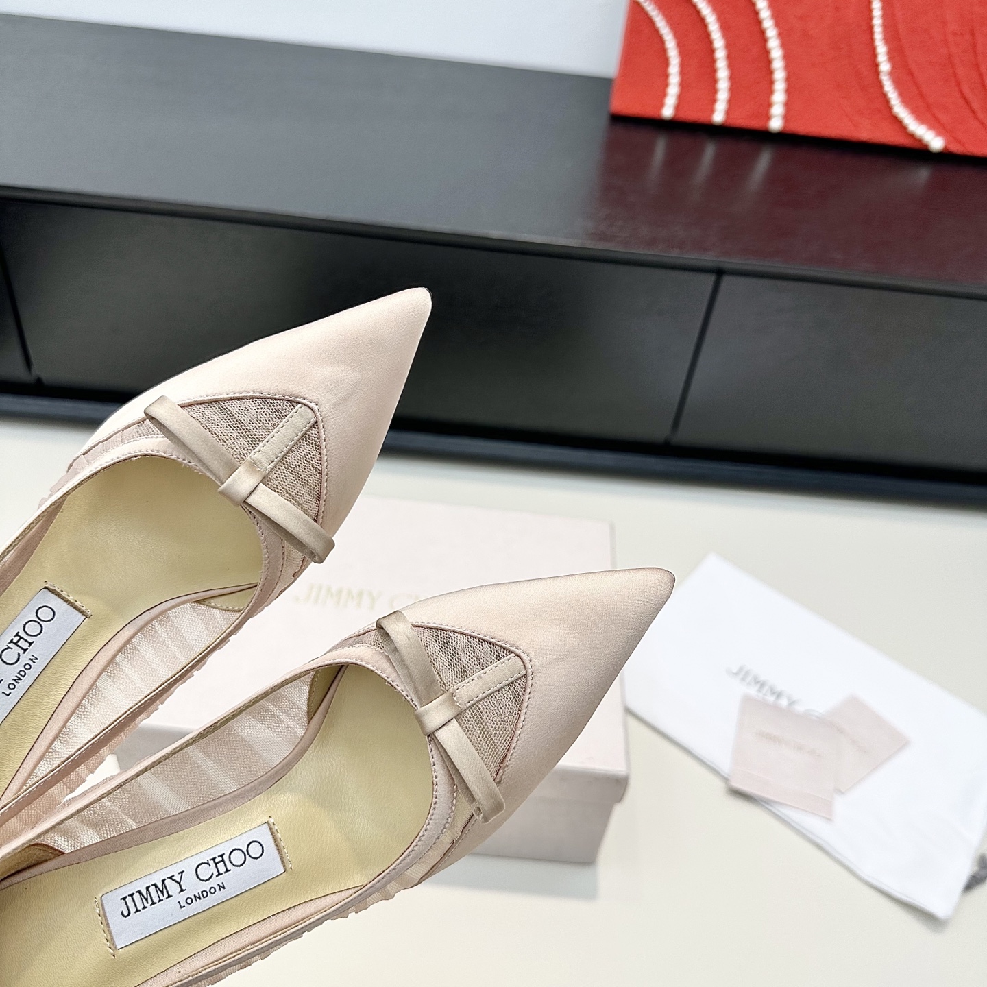 Jimmy Choo Tulle Satin Bow Pointed Toe Stiletto 