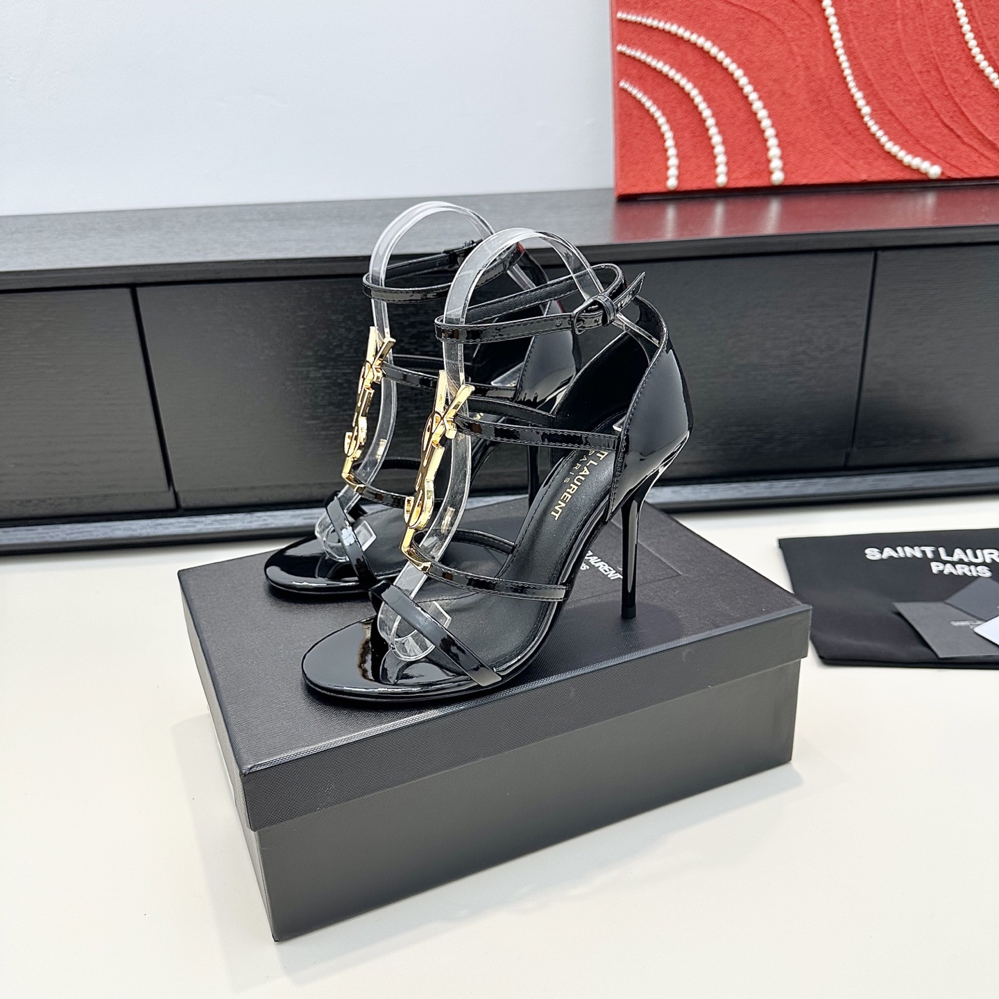 YSL Cassandra Multi-Strap Heeled Sandals
