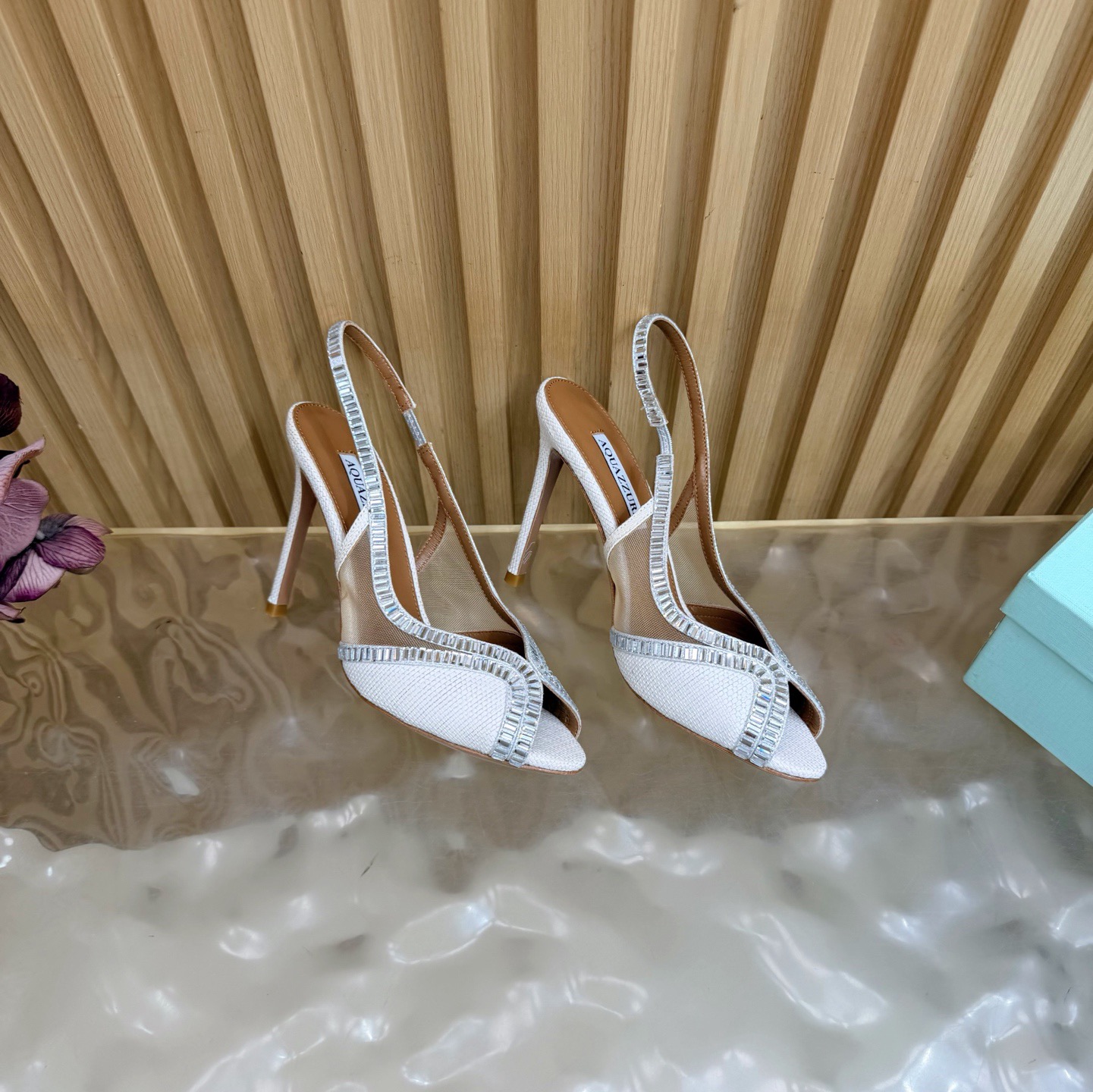 Aquazzura Crystal Raffia Slingback Heels