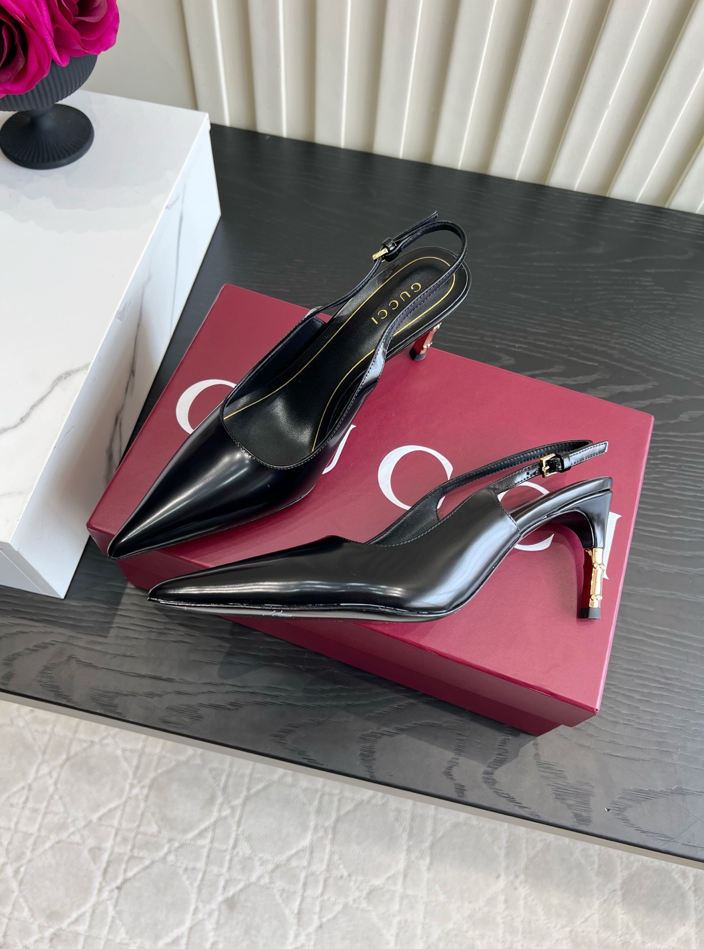 Gucci Pointed Bamboo Heel Slingback Pumps