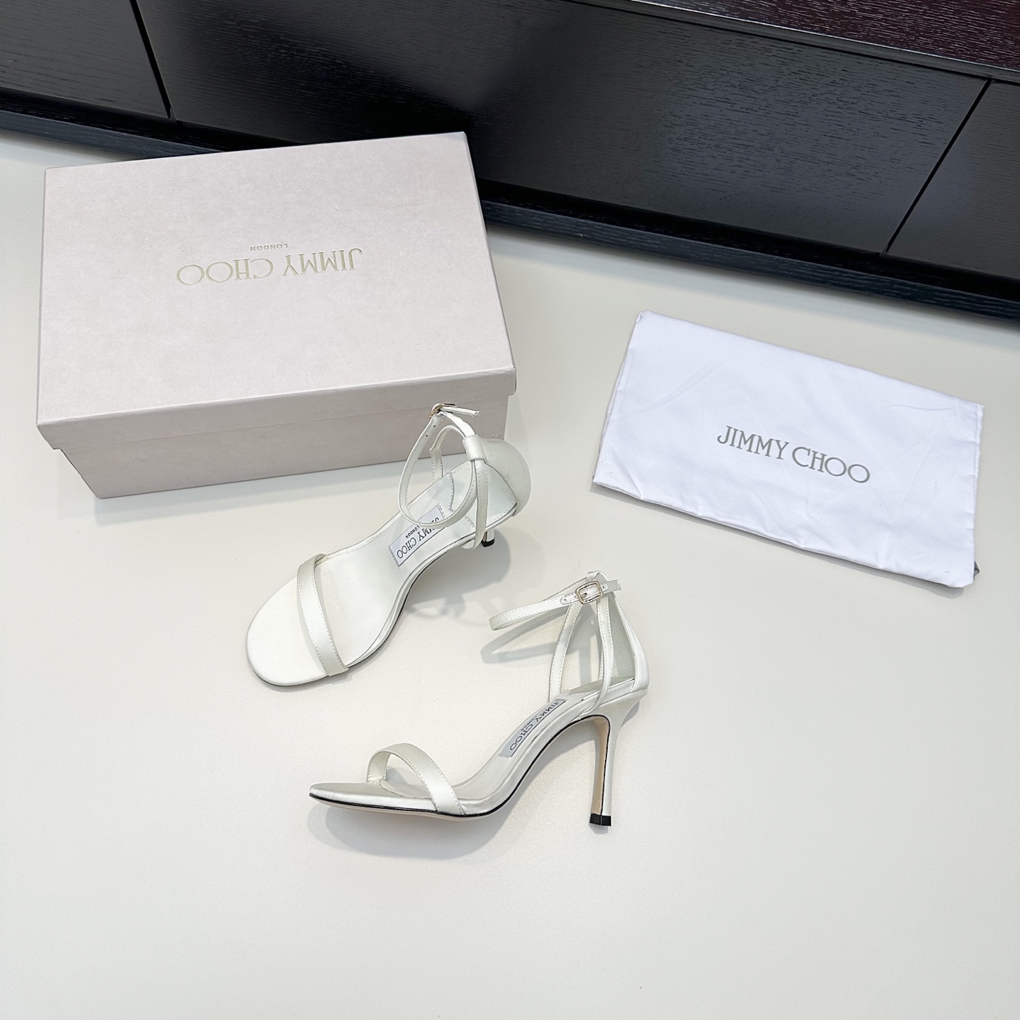 Jimmy Choo Minimal Strap Ankle Wrap Sandals
