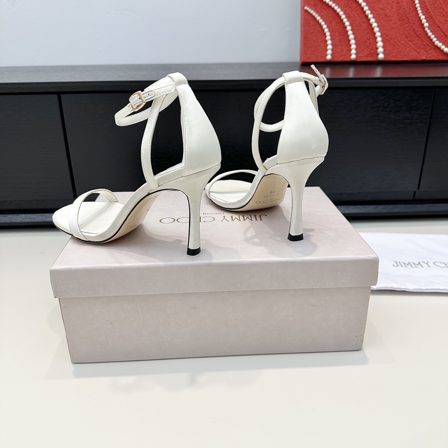 Jimmy Choo Minimal Strap Ankle Wrap Sandals