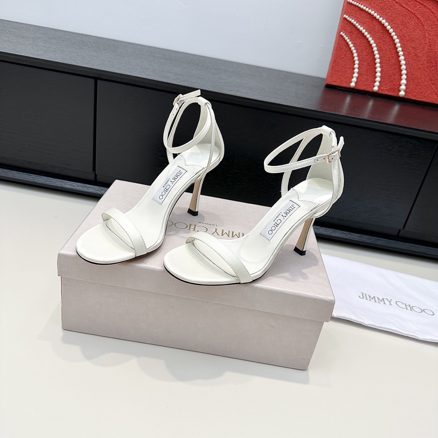 Jimmy Choo Minimal Strap Ankle Wrap Sandals