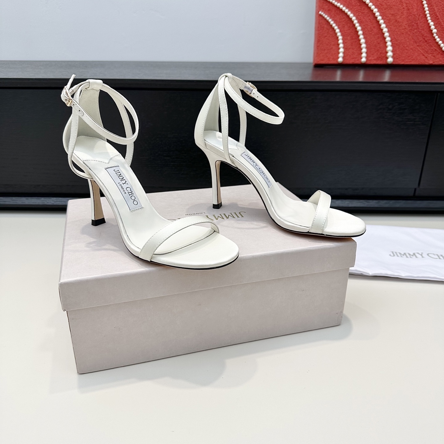 Jimmy Choo Minimal Strap Ankle Wrap Sandals