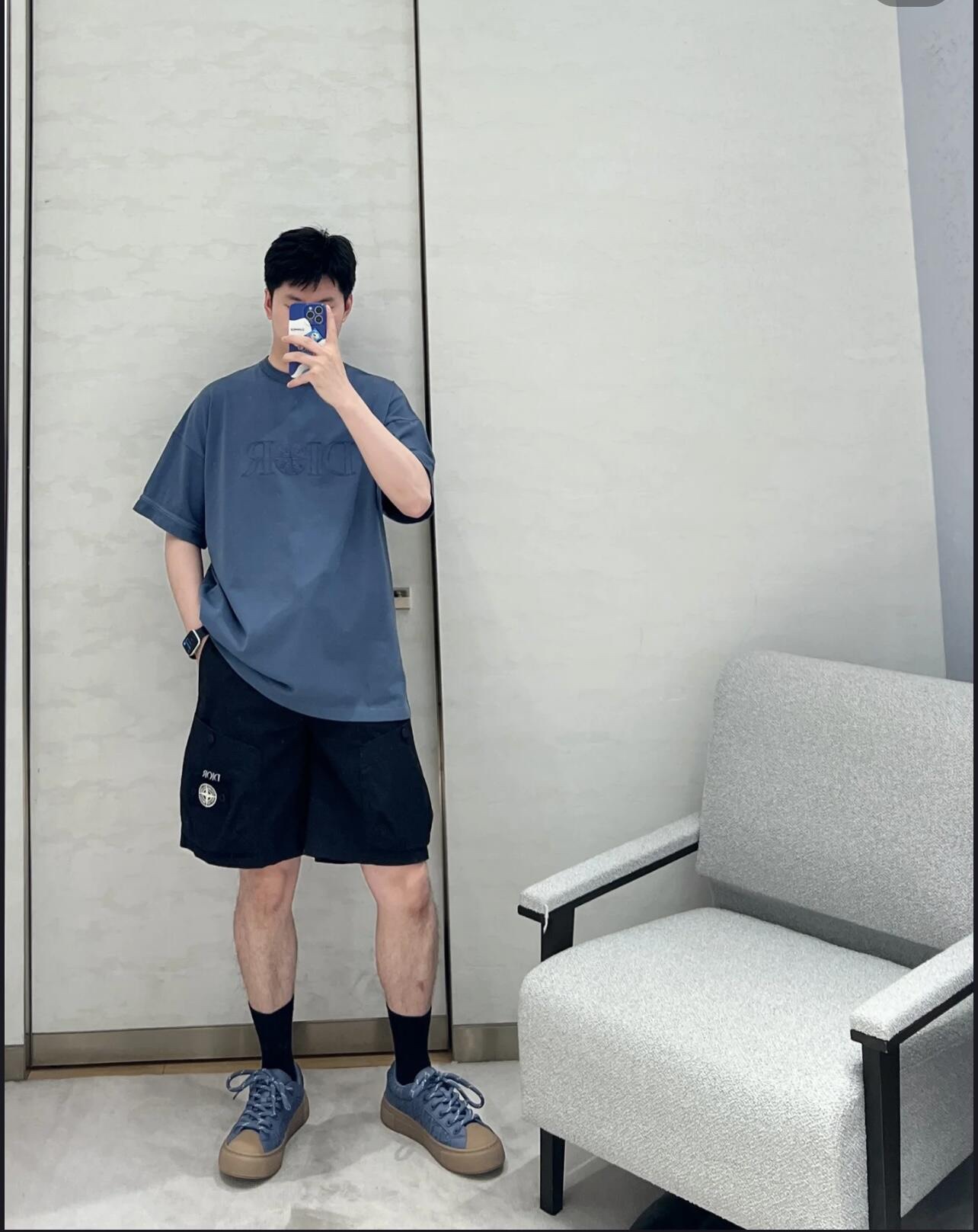스톤아일랜드 자수 로고 코튼 혼방 새틴 남성 반바지 51299 이미지 4