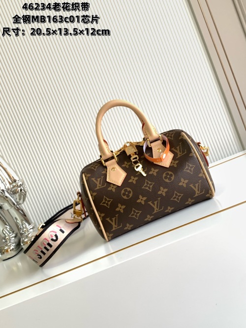 Elegant Monogram Canvas Speedy Bandouliere 20 Bag with Red Woven Strap 1 Elegant Monogram Canvas Speedy Bandouliere 20 Bag with Red Woven Strap