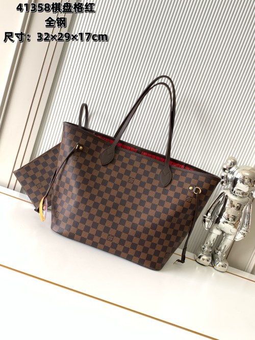 Louis Vuitton Neverfull Medium Tote Bag Damier Ebene with Red Interior 1 Louis Vuitton Neverfull Medium Tote Bag Damier Ebene with Red Interior