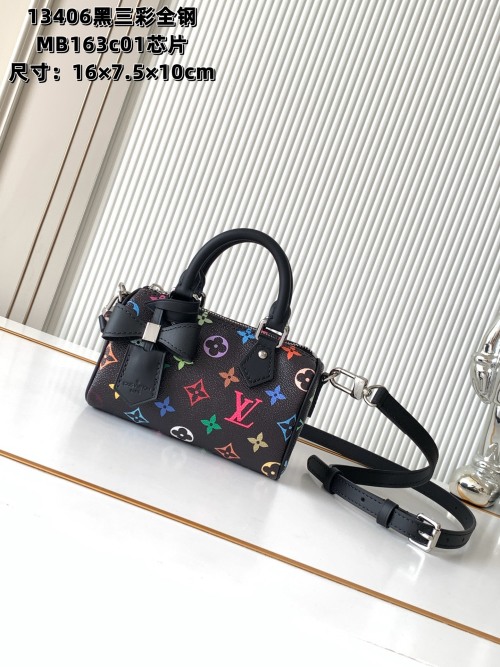 Louis Vuitton Nano Speedy Monogram Coated Canvas Crossbody Bag, Black 1 Louis Vuitton Nano Speedy Monogram Coated Canvas Crossbody Bag, Black