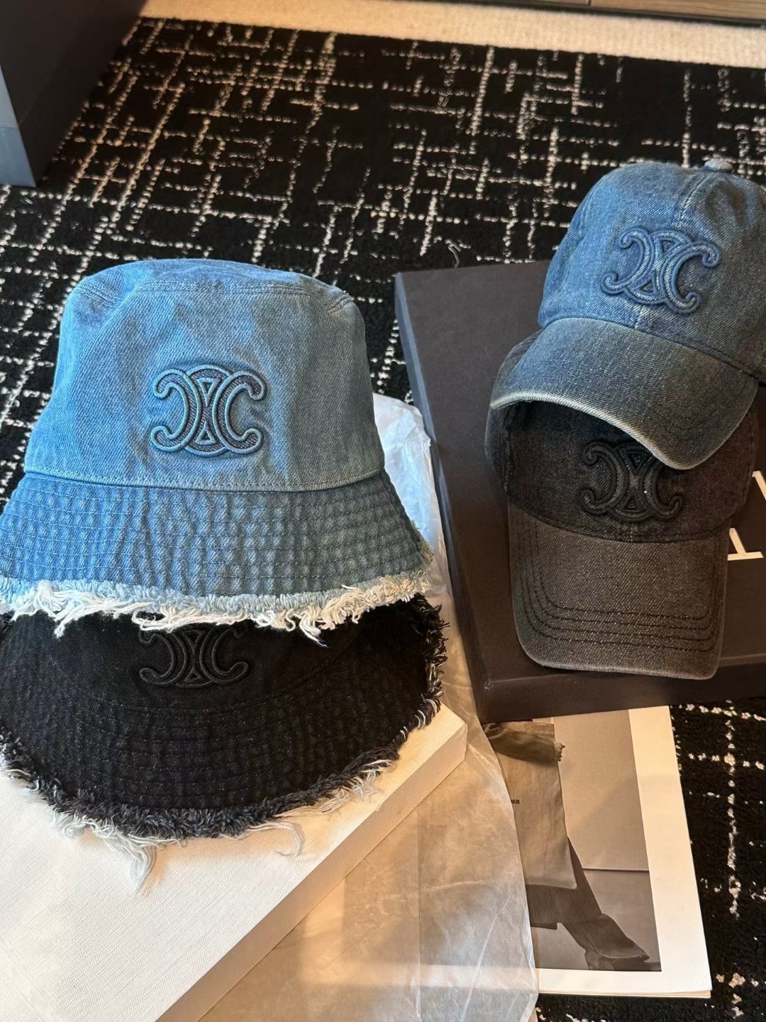 Celine gorro de pescador de mezclilla, casual y elegante, lleno de estilo