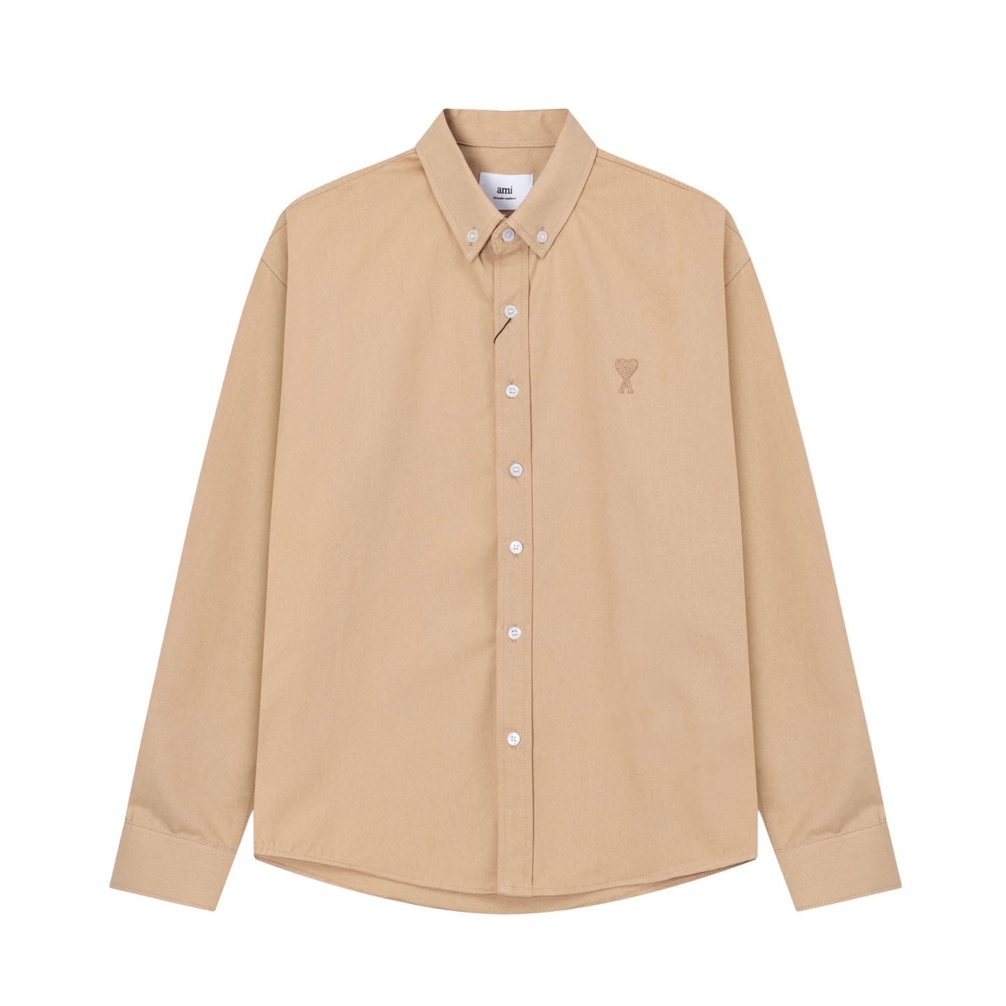 AMI Paris Spring/Summer 25 Carnal Embroidery Cotton Shirt: Unisex Coffee Crack, Sizes S-XL - 图片 4