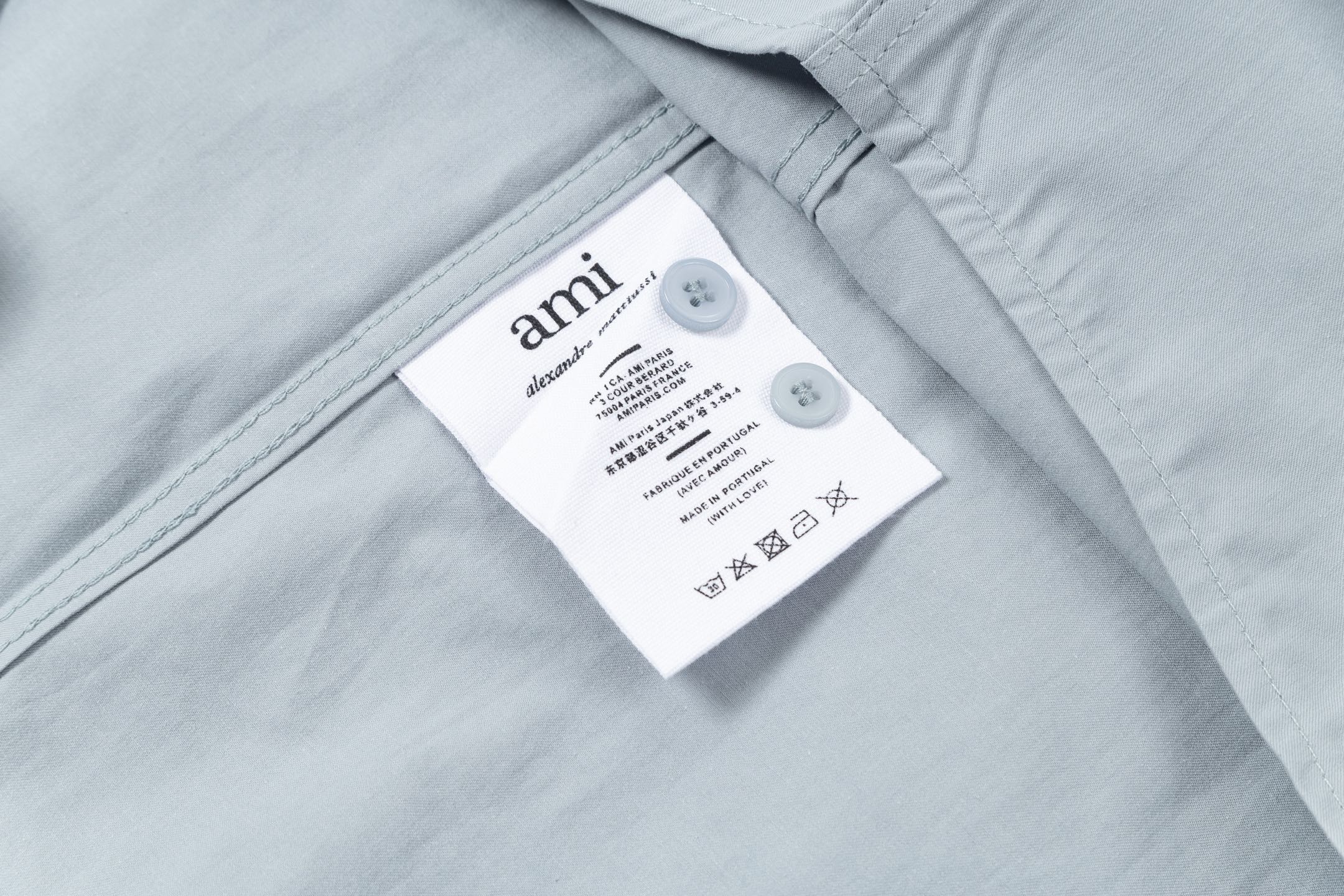 “AMI Paris 2021 Summer Cotton Oxford Shirt with Embroidery for Men and Women” - 图片 8