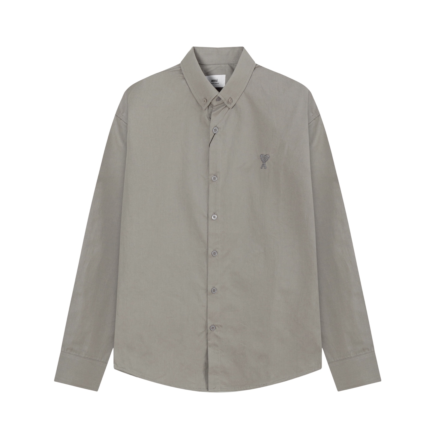 “AMI Paris 2021 Summer Cotton Oxford Shirt with Embroidery for Men and Women” - 图片 3