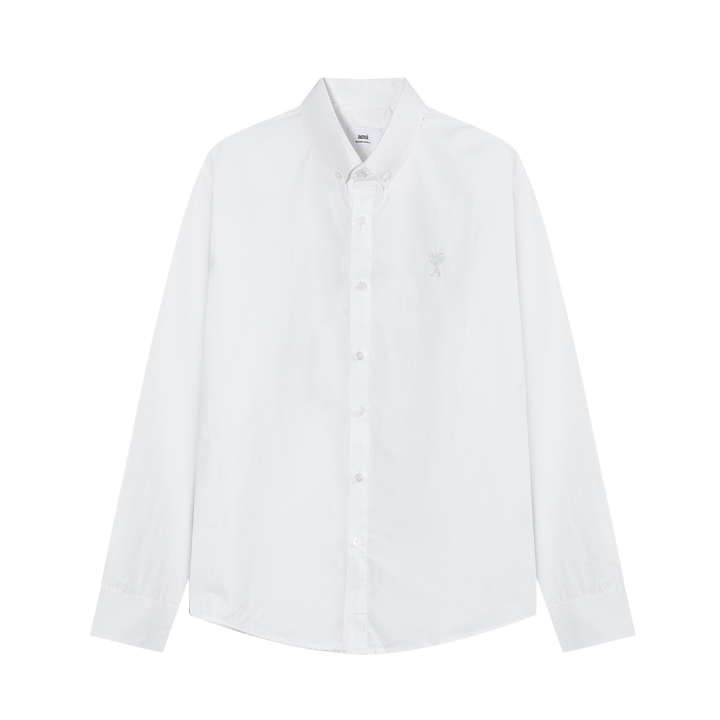 “AMI Paris 2021 Summer Cotton Oxford Shirt with Embroidery for Men and Women” - 图片 4