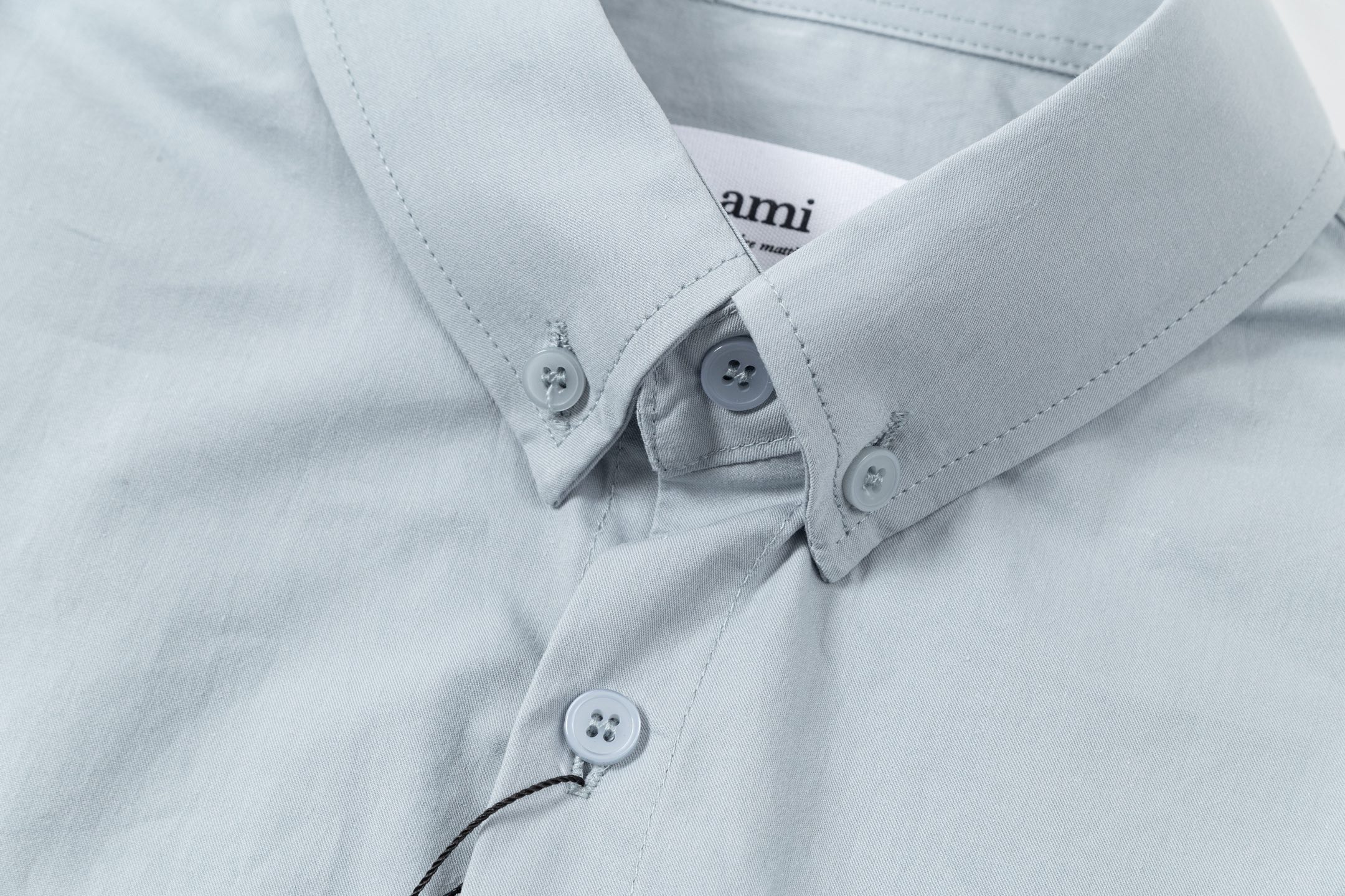 “AMI Paris 2021 Summer Cotton Oxford Shirt with Embroidery for Men and Women” - 图片 6