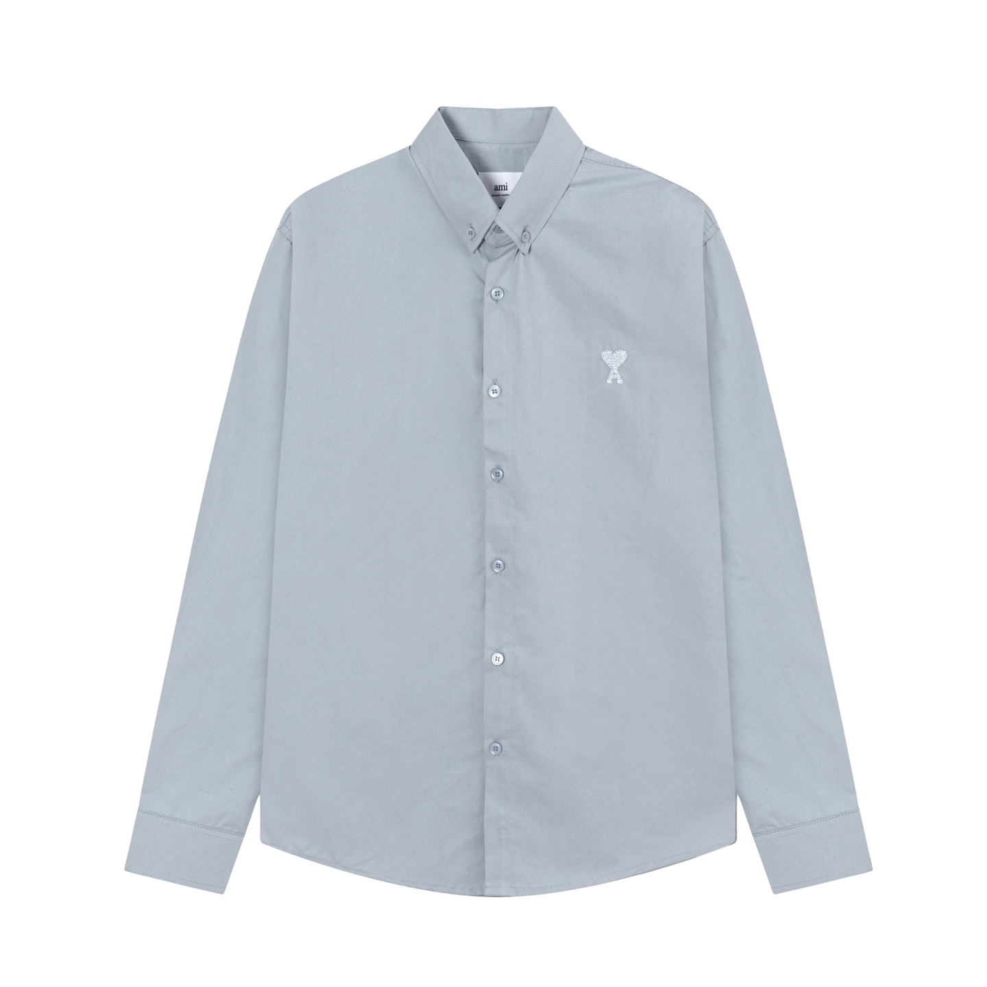 “AMI Paris 2021 Summer Cotton Oxford Shirt with Embroidery for Men and Women” - 图片 2
