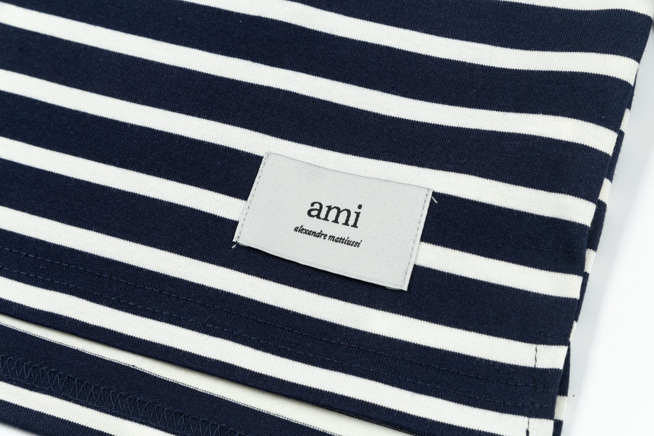 New AMI PARIS 25SS Striped Logo T-Shirt with 240g Cotton, Sizes S-XL - 图片 5