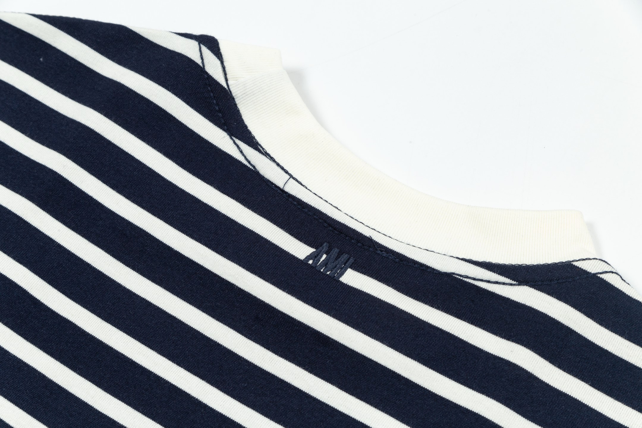 New AMI PARIS 25SS Striped Logo T-Shirt with 240g Cotton, Sizes S-XL - 图片 7