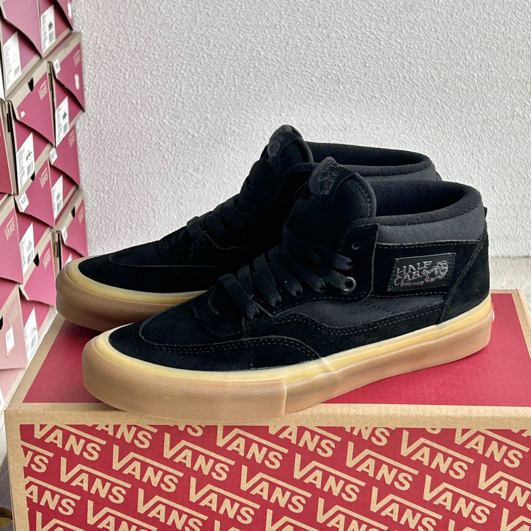 Vans Sapatos de Skate Preto Castanho Unissexo Vintage Tops médios