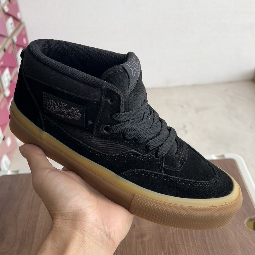 Vans Sapatos de Skate Preto Castanho Unissexo Vintage Tops médios