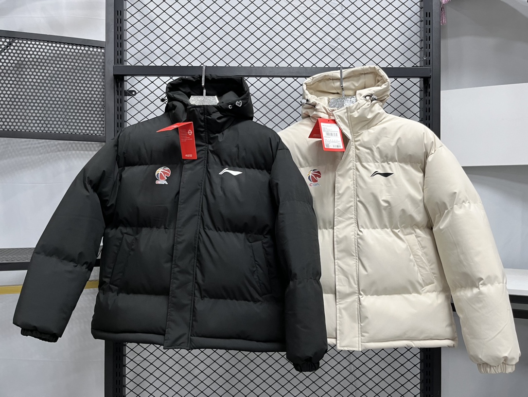 李宁 CBA系列专业篮球系列 CBA球星同款 羽绒棉服 短款运动休闲拉链连帽 保暖防风 内填充羽绒棉 三标齐全