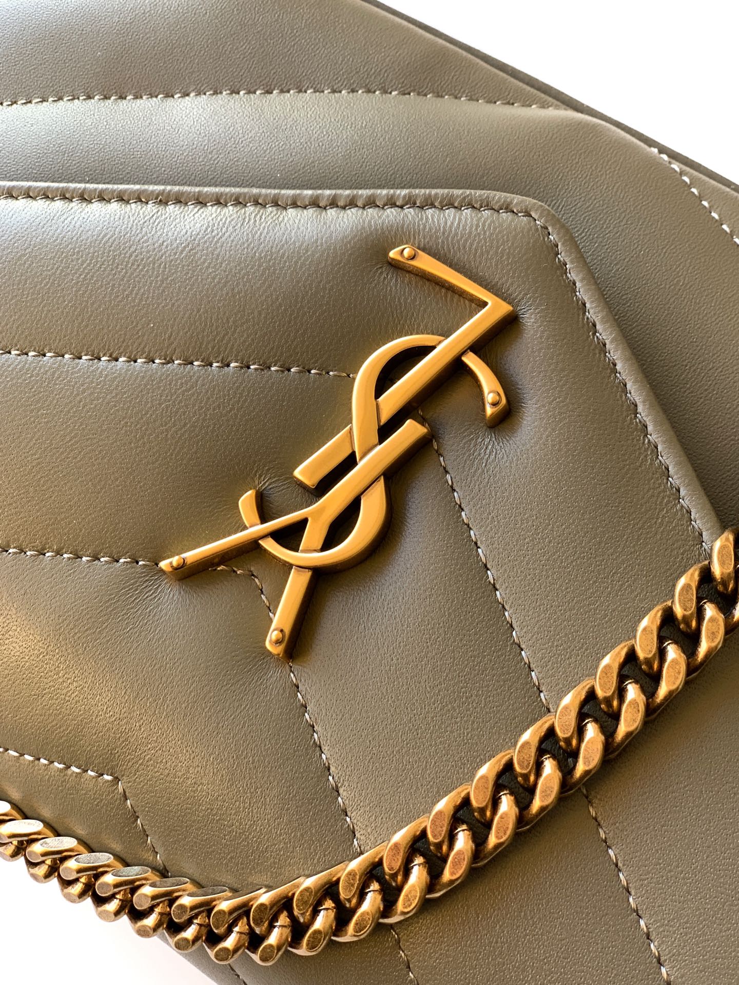 Saint Laurent 小号苔藓绿羊皮/古金