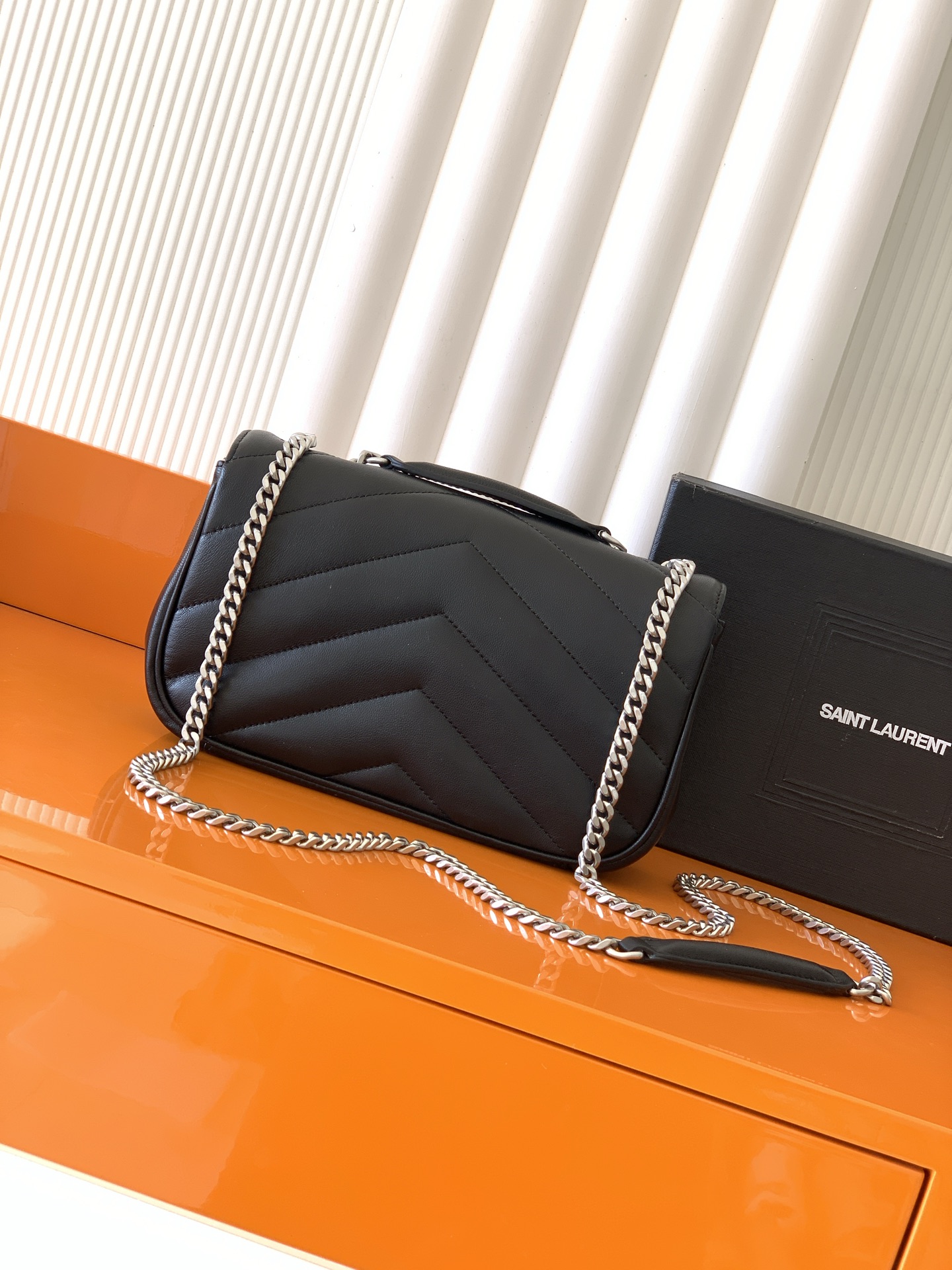Saint Laurent 小号黑色羊皮/银