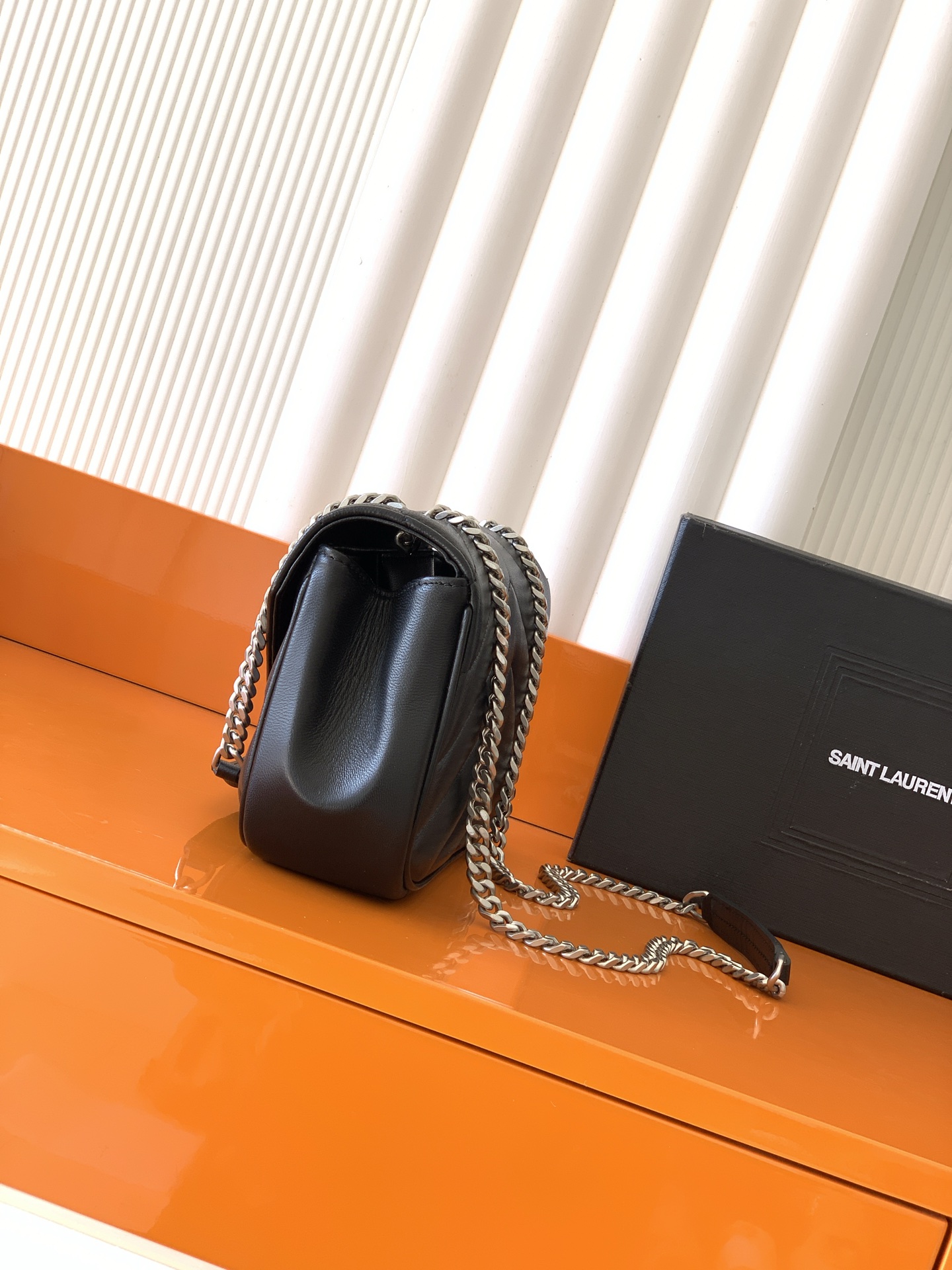 Saint Laurent 小号黑色羊皮/银