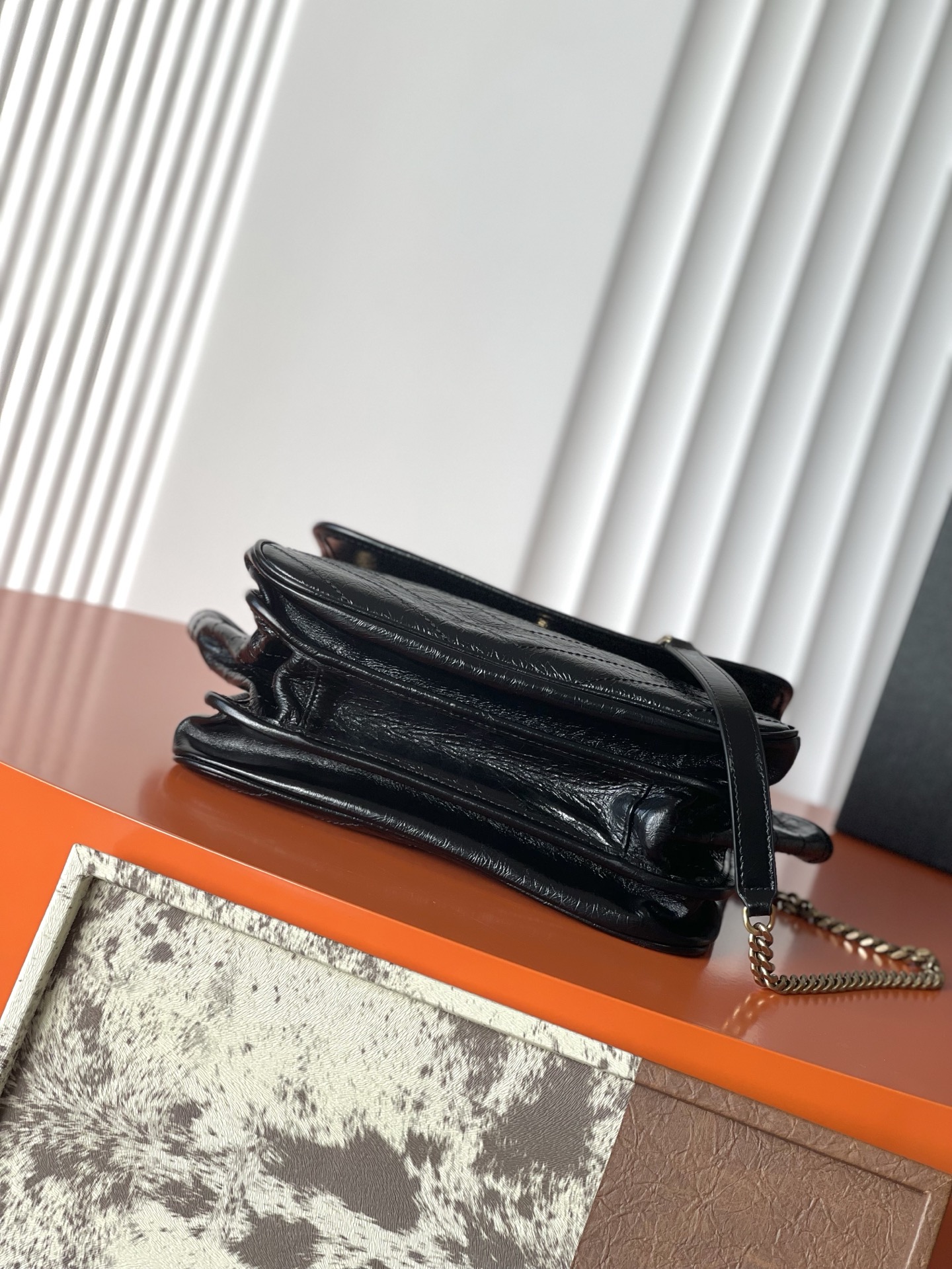 Saint Laurent 黑油腊皮/金 Niki tripouch真的太会了