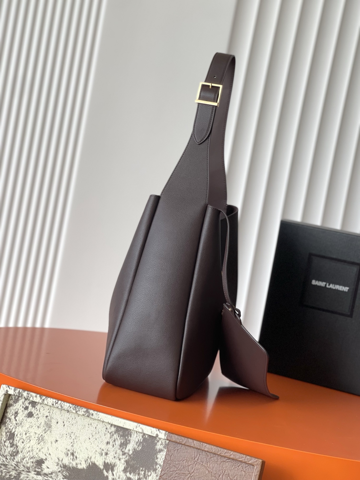 SAINT LAURENT Brown Hobo Bag