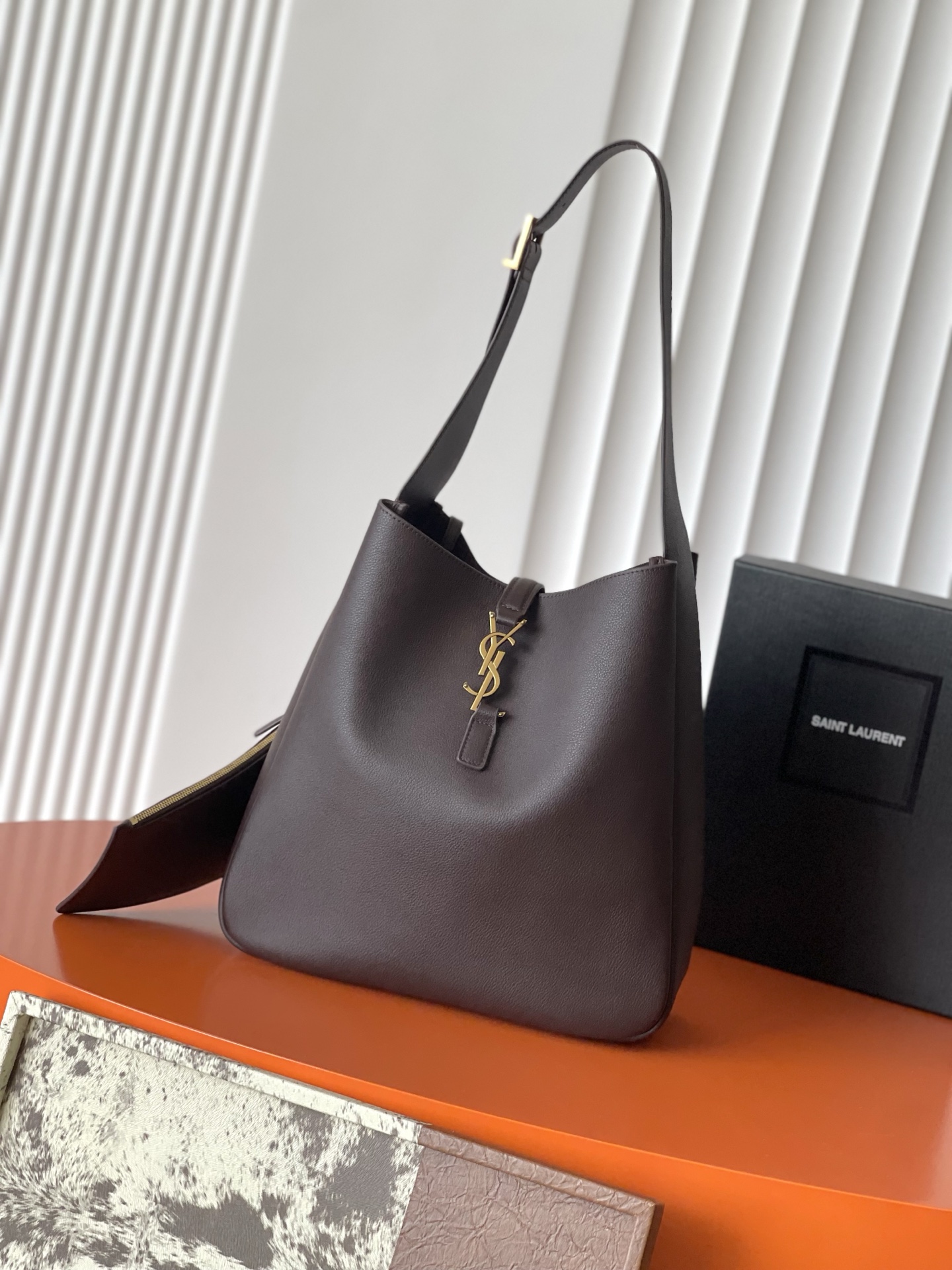 SAINT LAURENT Brown Hobo Bag