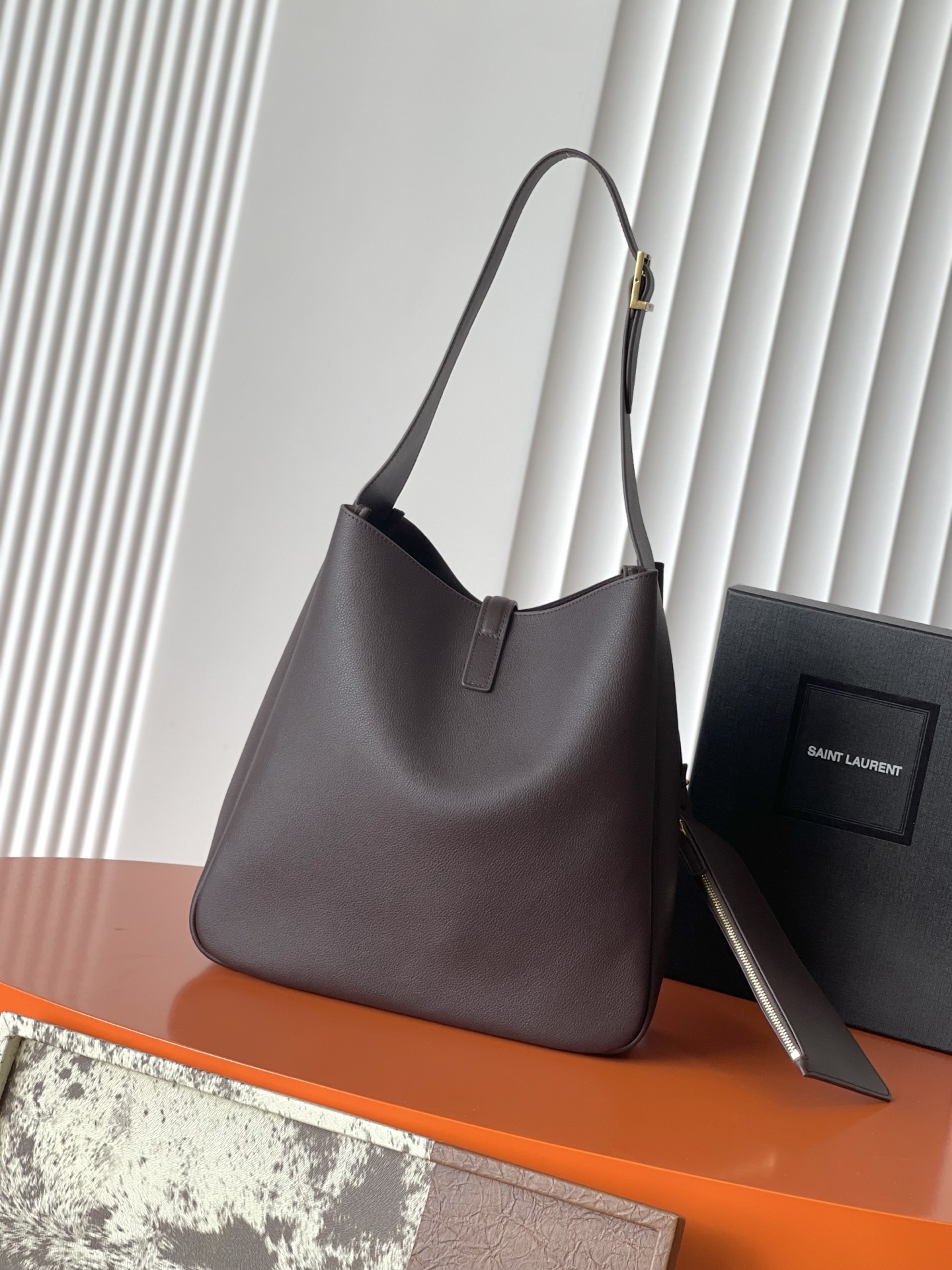 SAINT LAURENT Brown Hobo Bag
