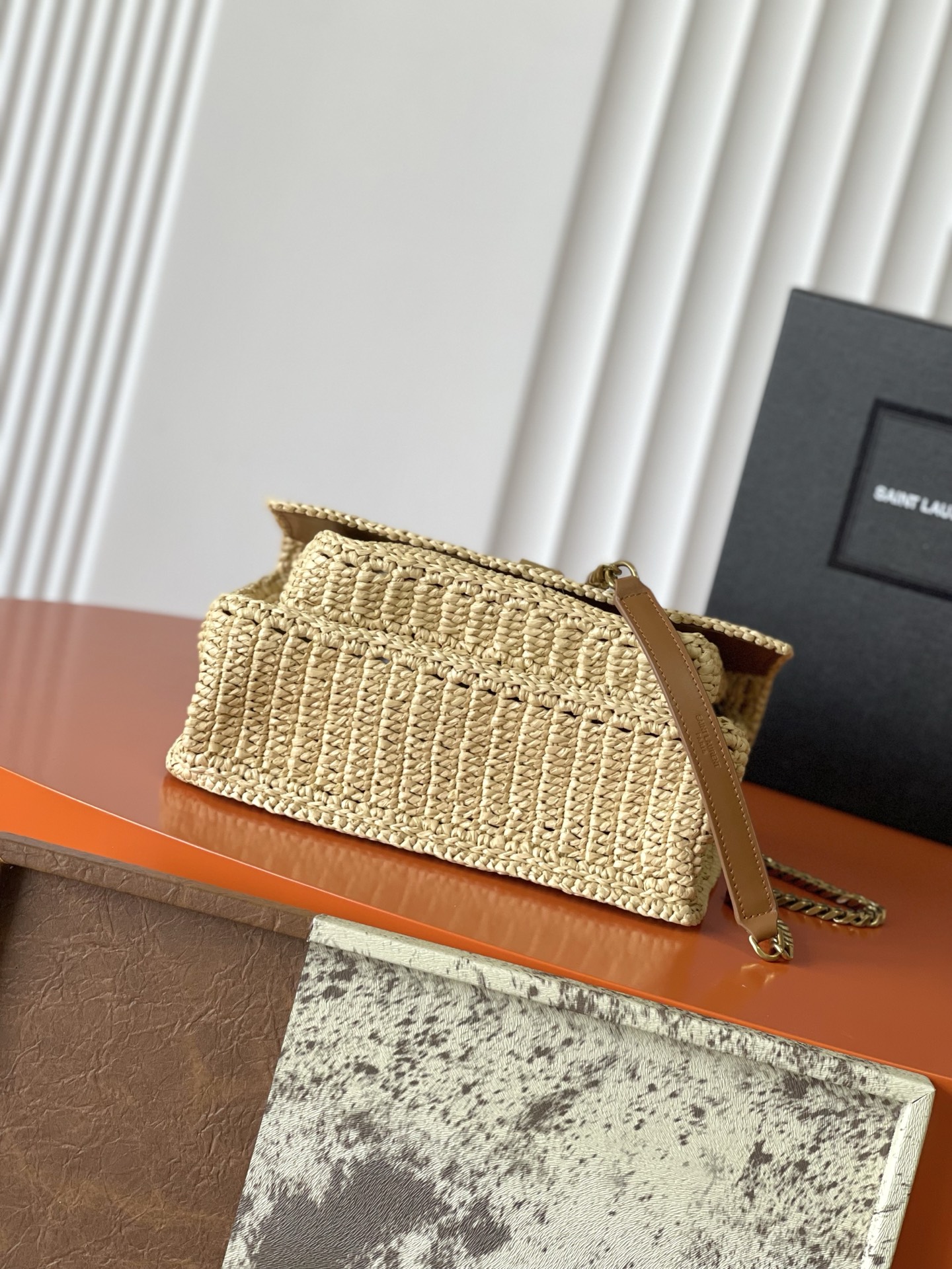 SAINT LAURENT Natural Niki Woven Shoulder Bag