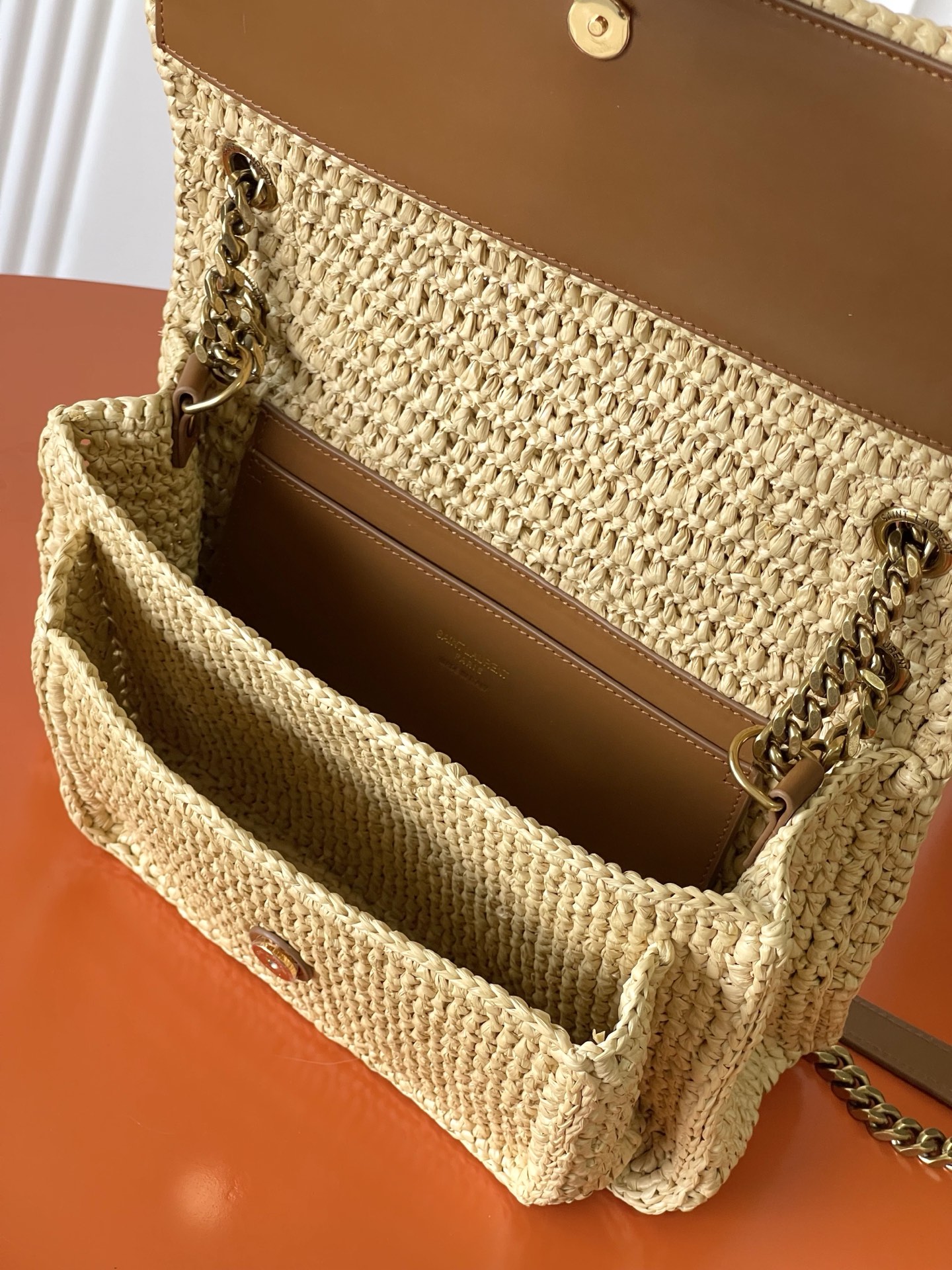 SAINT LAURENT Natural Niki Woven Shoulder Bag