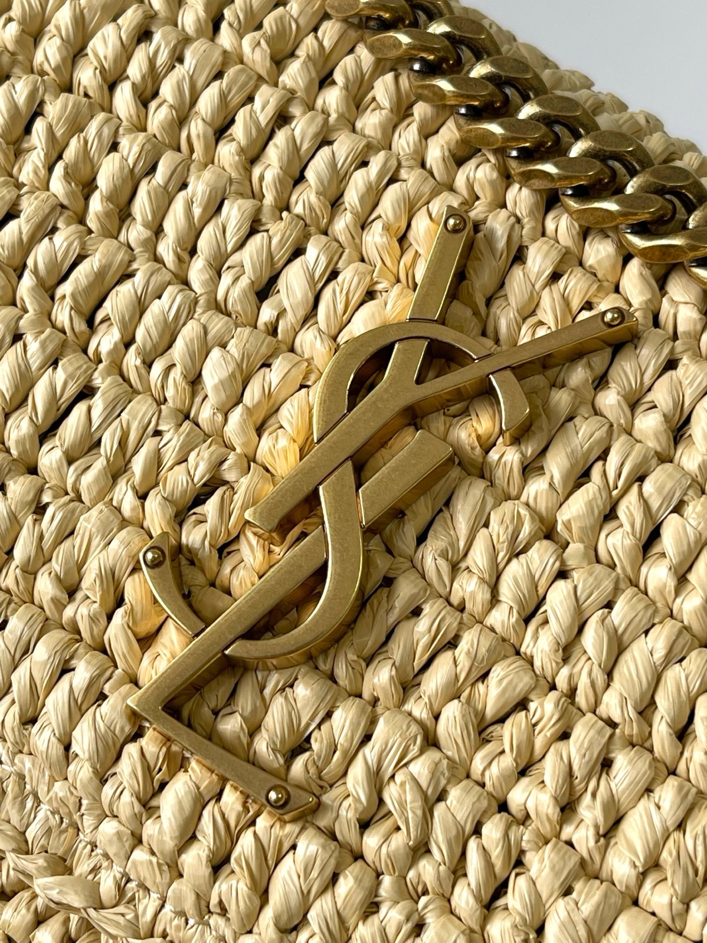 SAINT LAURENT Natural Niki Woven Shoulder Bag