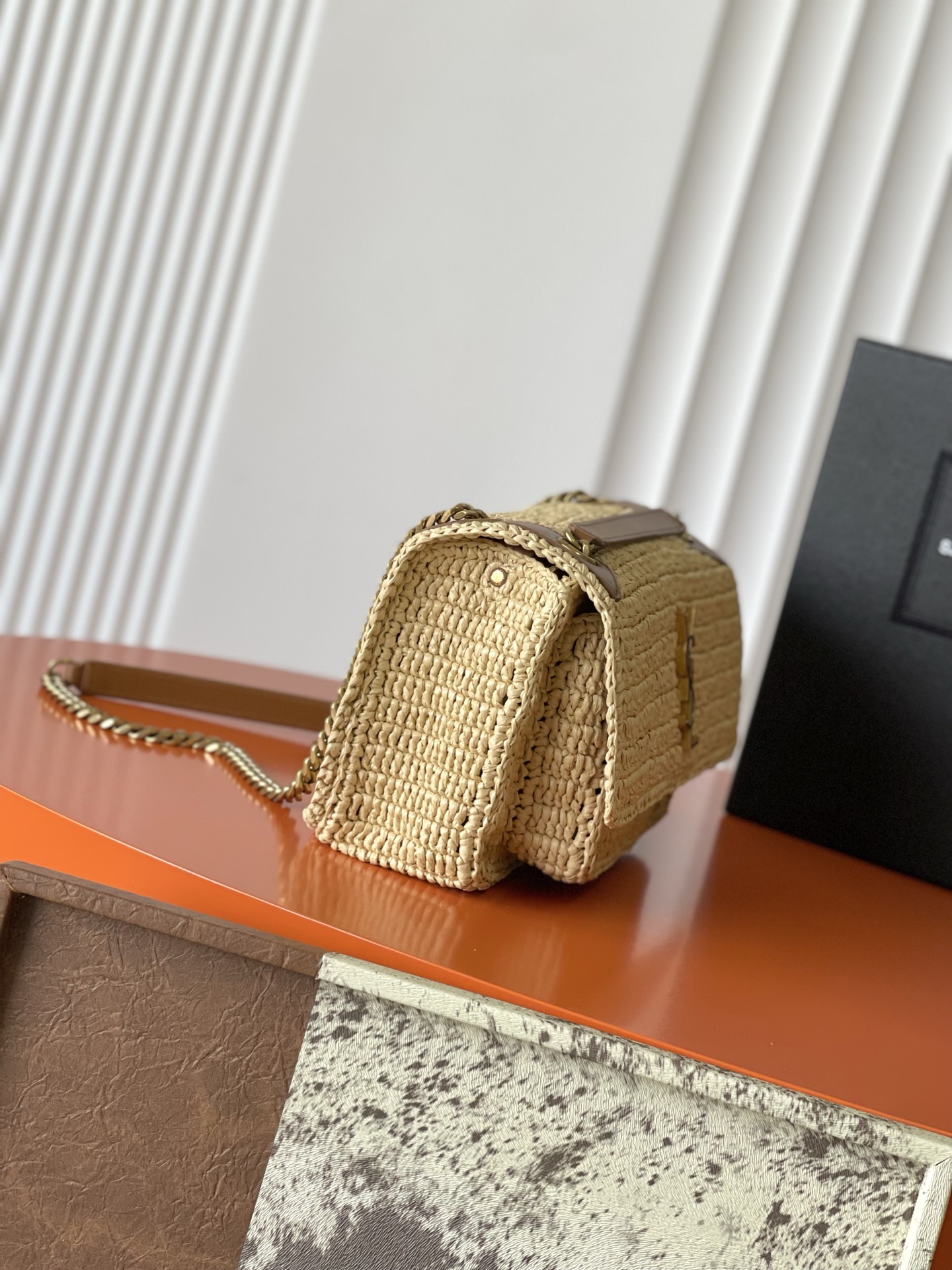 SAINT LAURENT Natural Niki Woven Shoulder Bag