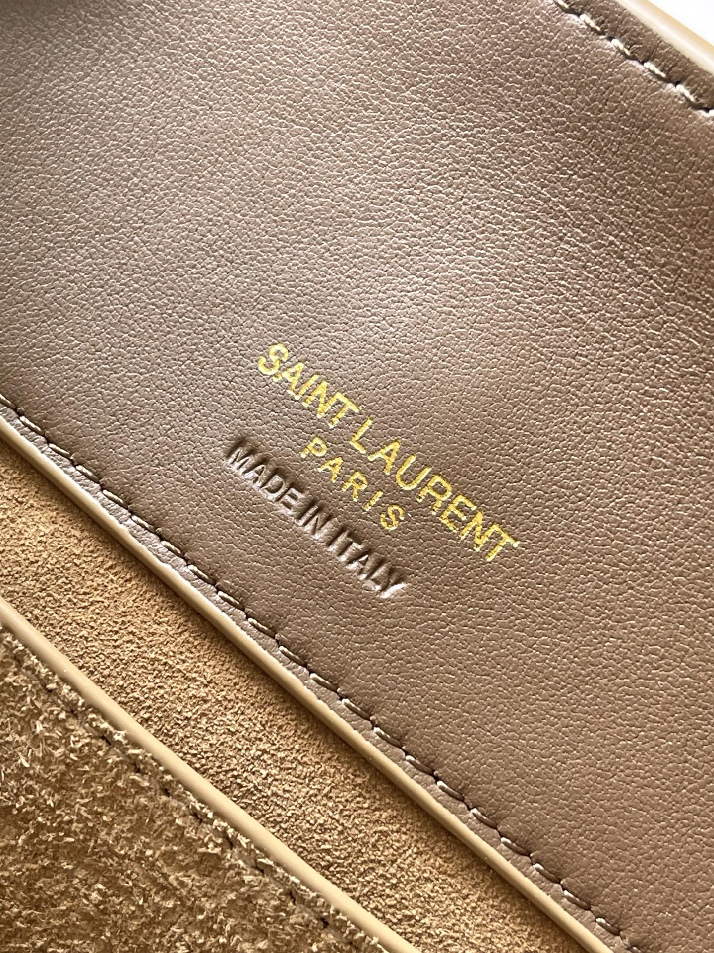 SAINT LAURENT Golden Leaf Suede Bucket Bag