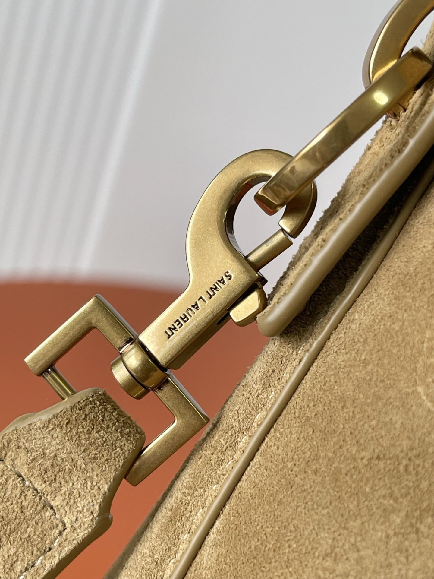 SAINT LAURENT Golden Leaf Suede Bucket Bag
