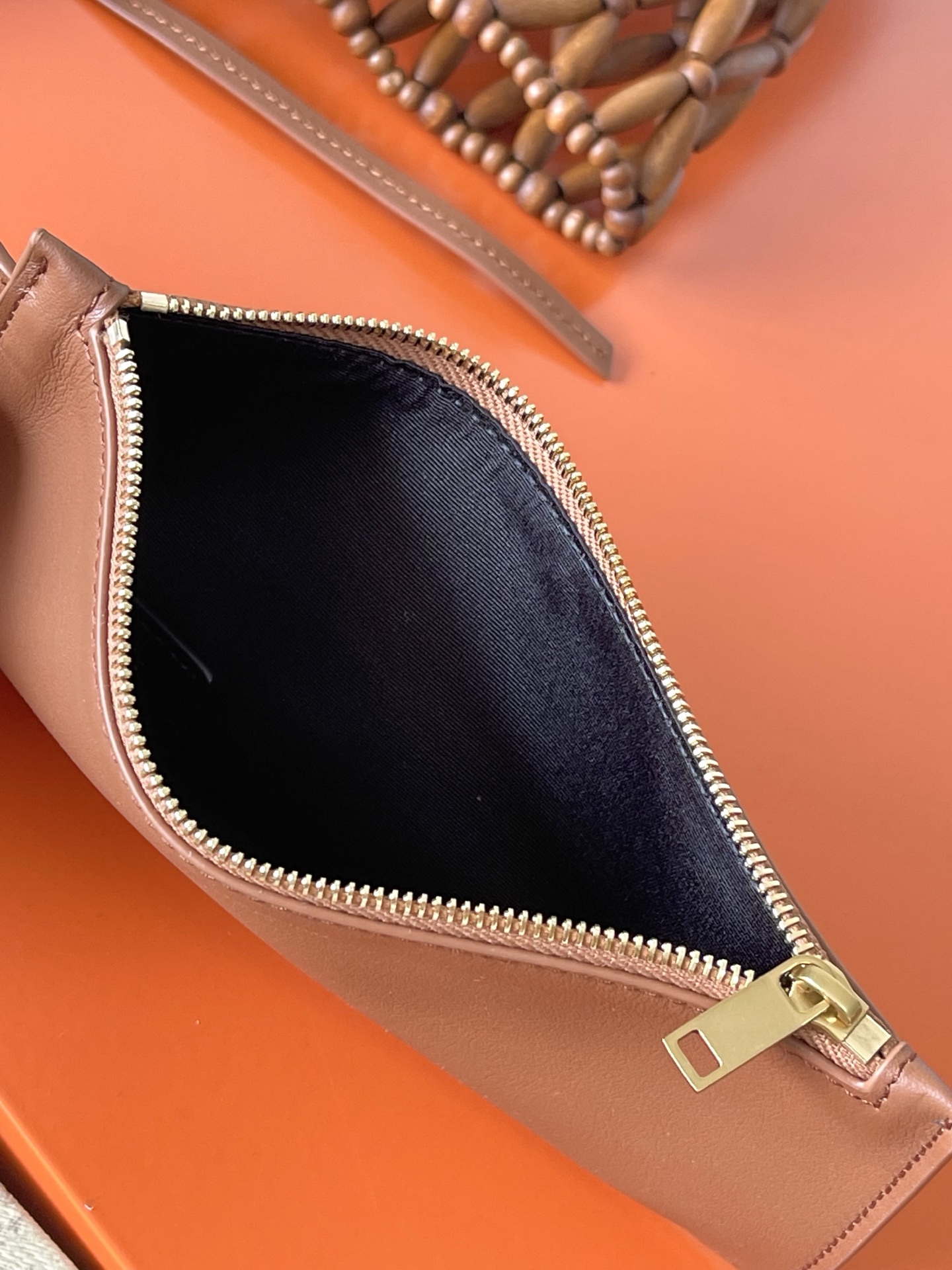 SAINT LAURENT Brown Wood Bead Panier Tote