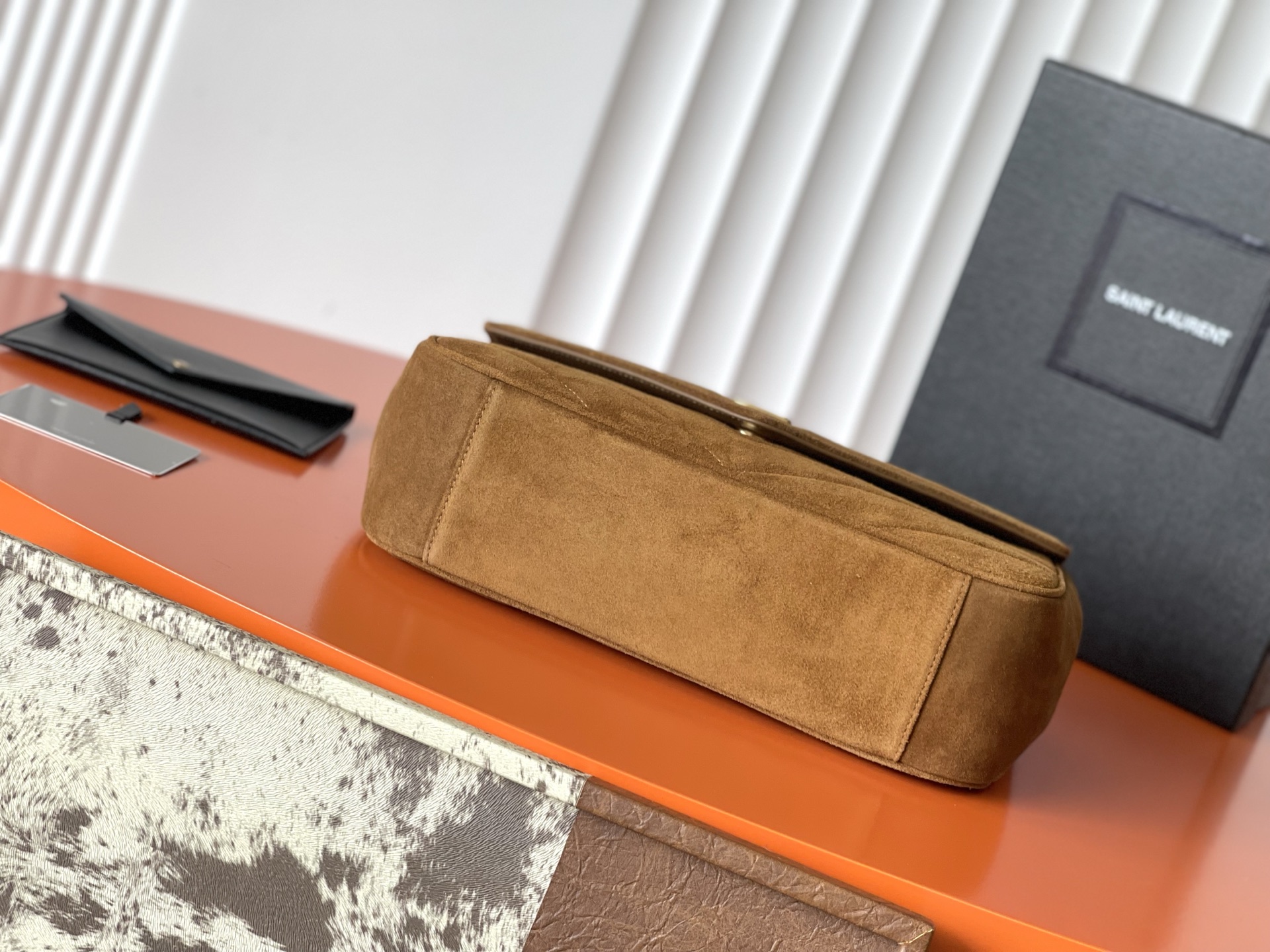 SAINT LAURENT Caramel Suede Loulou Medium