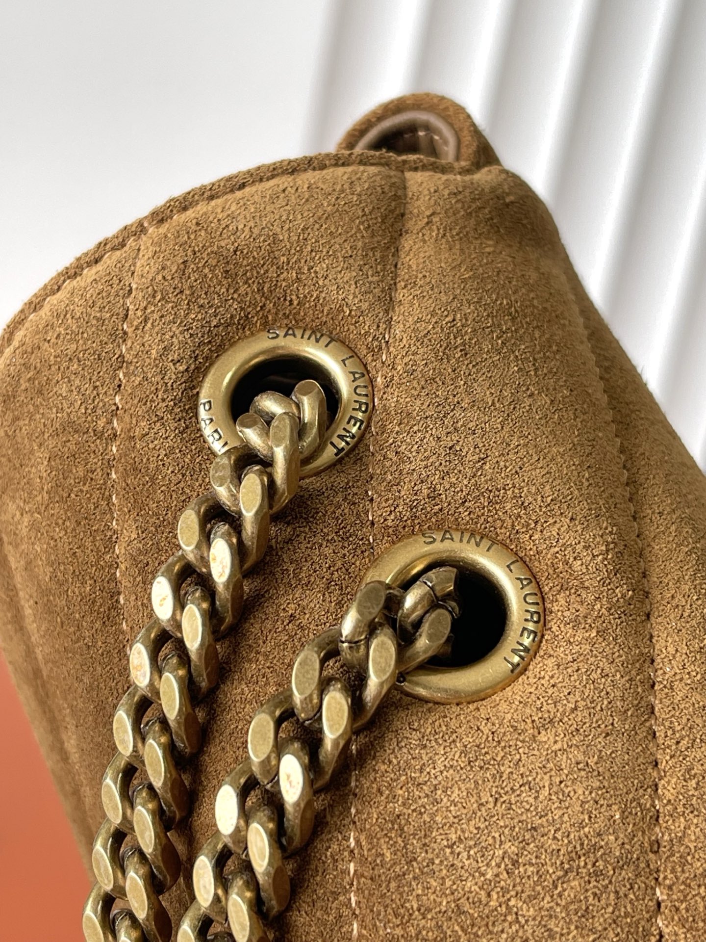 SAINT LAURENT Caramel Suede Loulou Medium