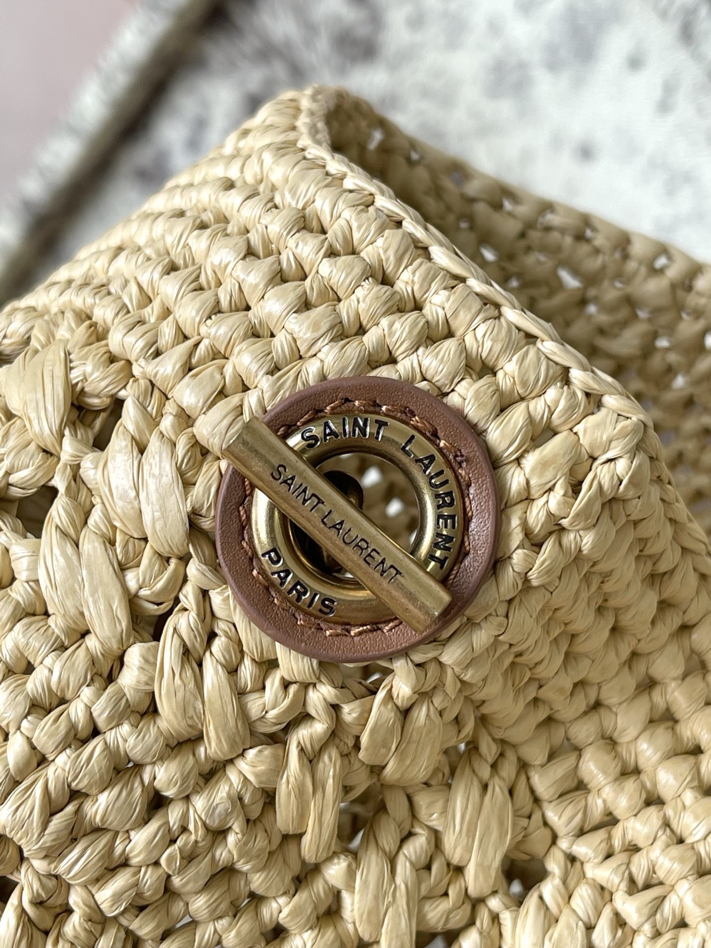 SAINT LAURENT Natural Raffia Icare Medium Tote