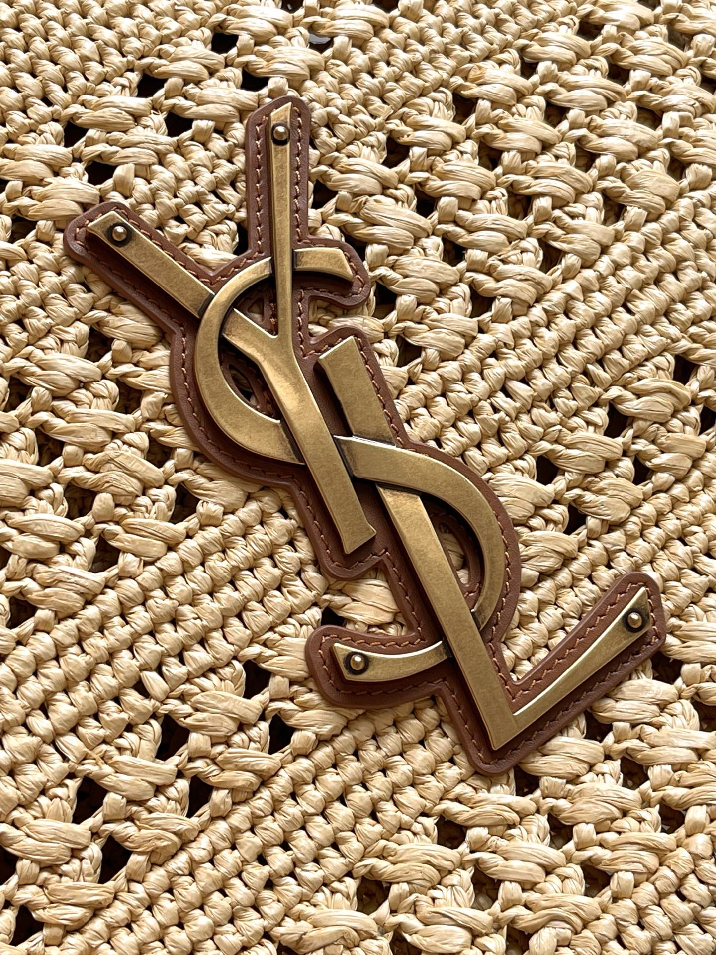 SAINT LAURENT Natural Raffia Icare Medium Tote