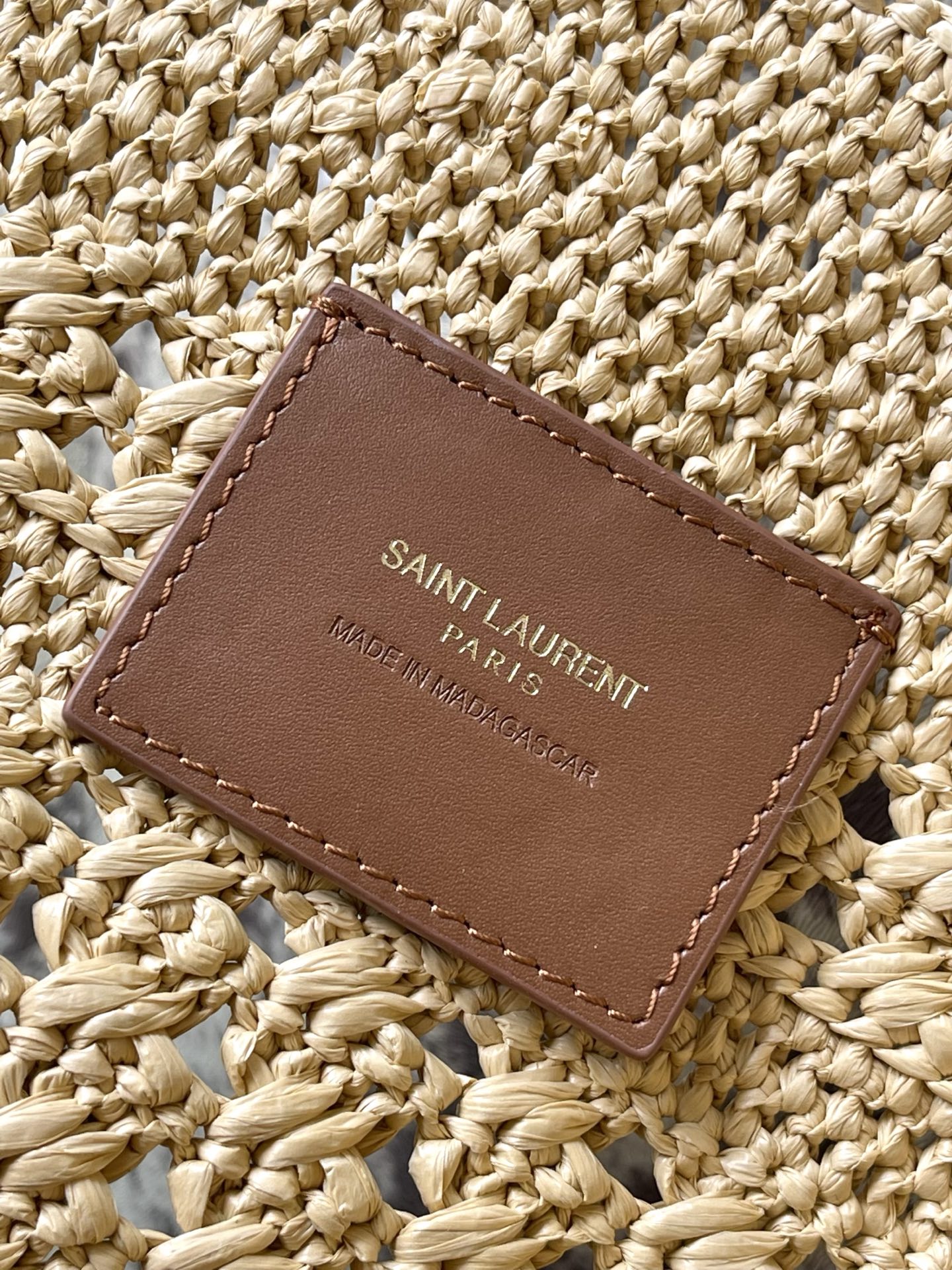 SAINT LAURENT Natural Raffia Icare Medium Tote