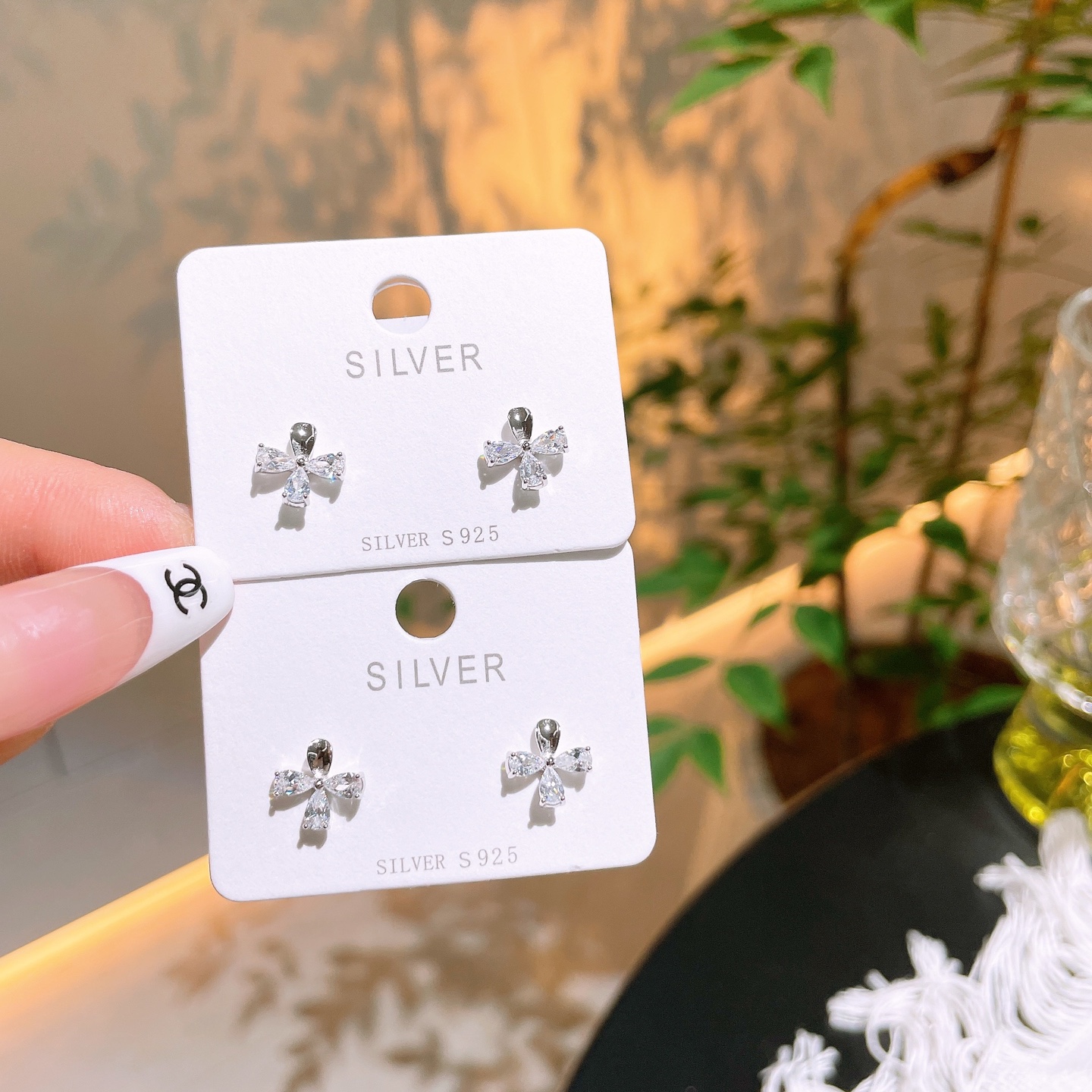 Solid Silver Earrings Sweet Annual Party Gold