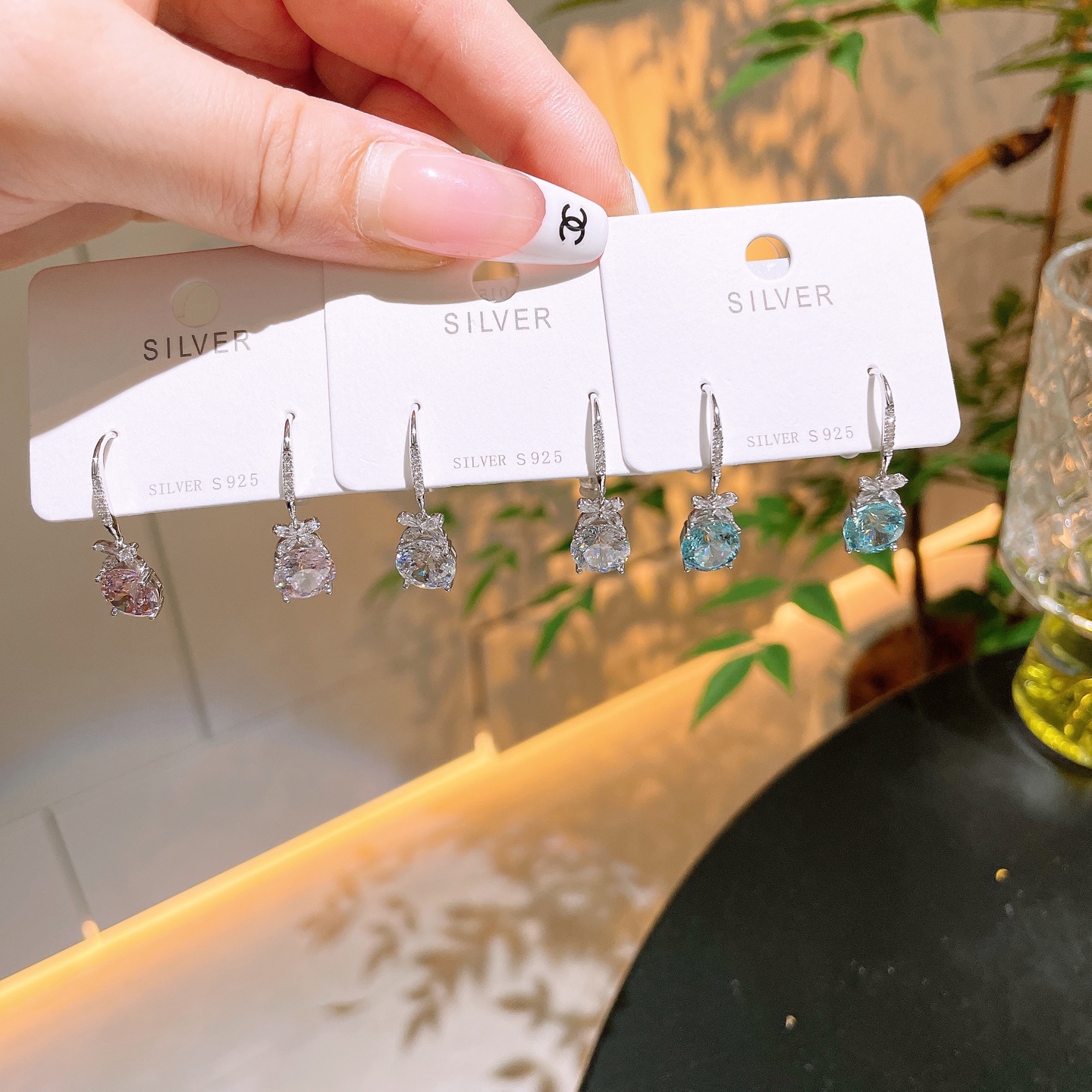 レトロS925スターリングシルバードロップ＆スレッドイヤリングゴールド 卒業