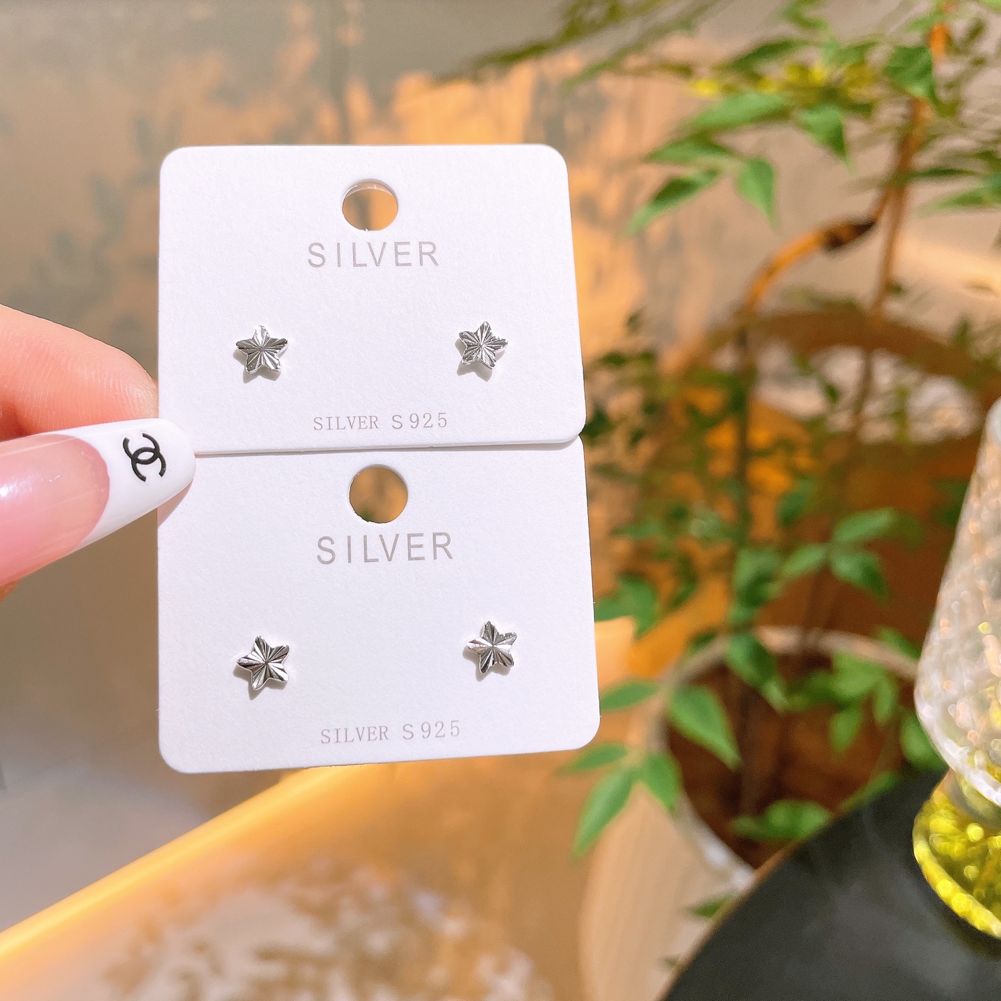 Solid Silver Earrings Premium New Year Gold