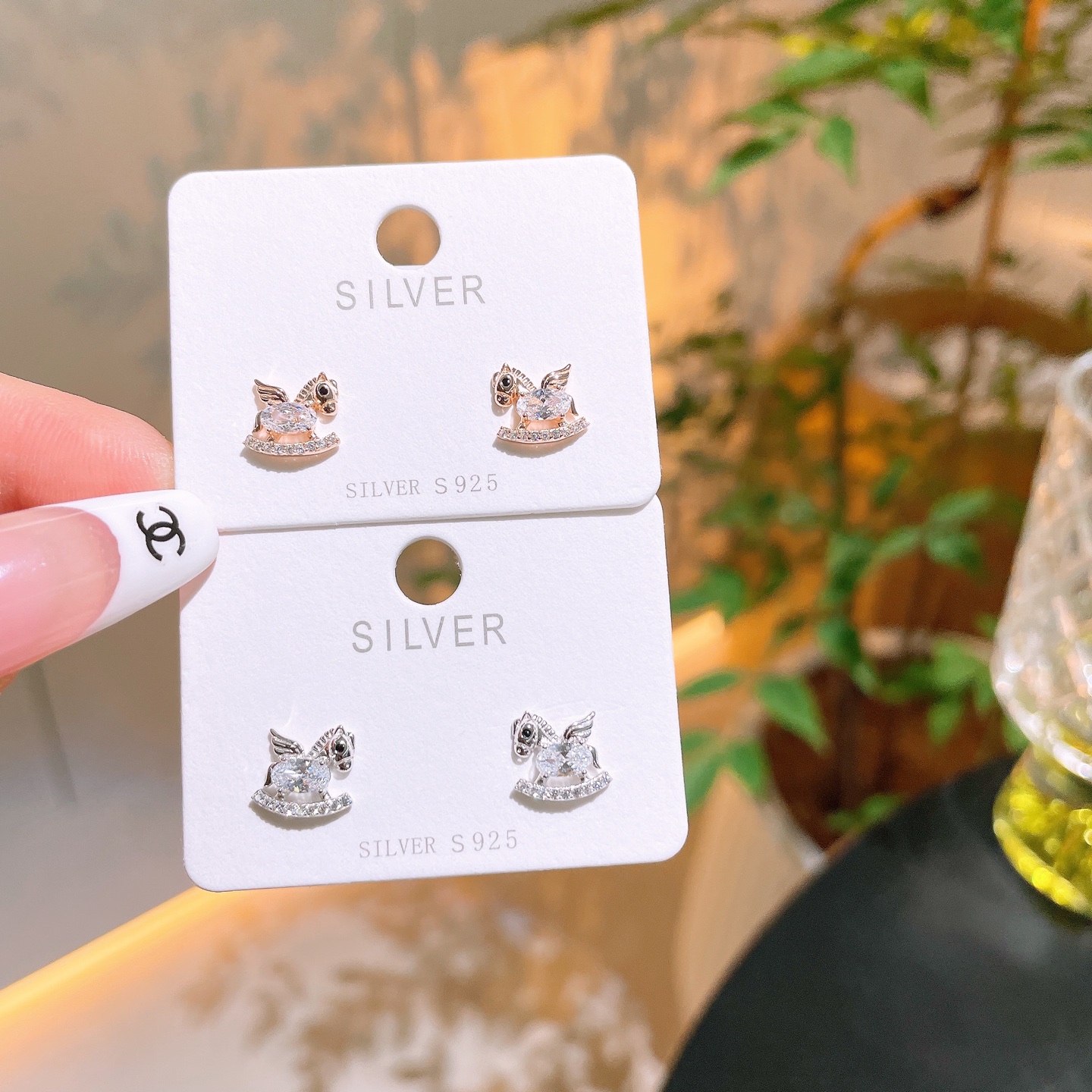 S925 Sterling Silver Earrings Chic Annual Party Gold